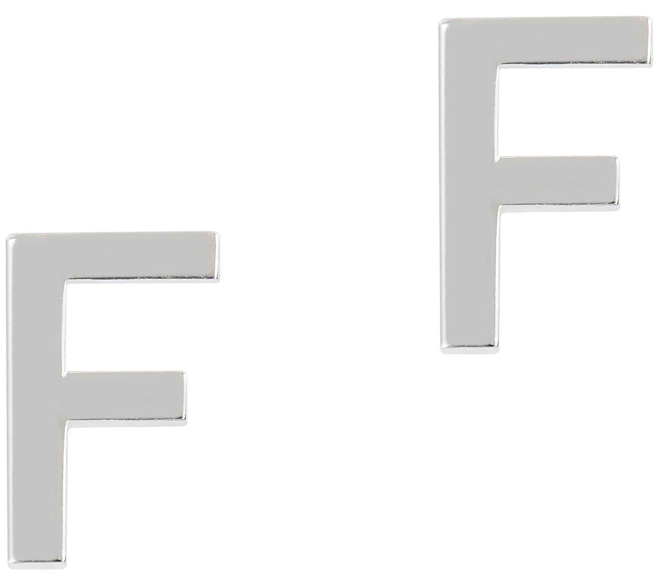 UltraFine Silver Polished Initial Stud Earrings