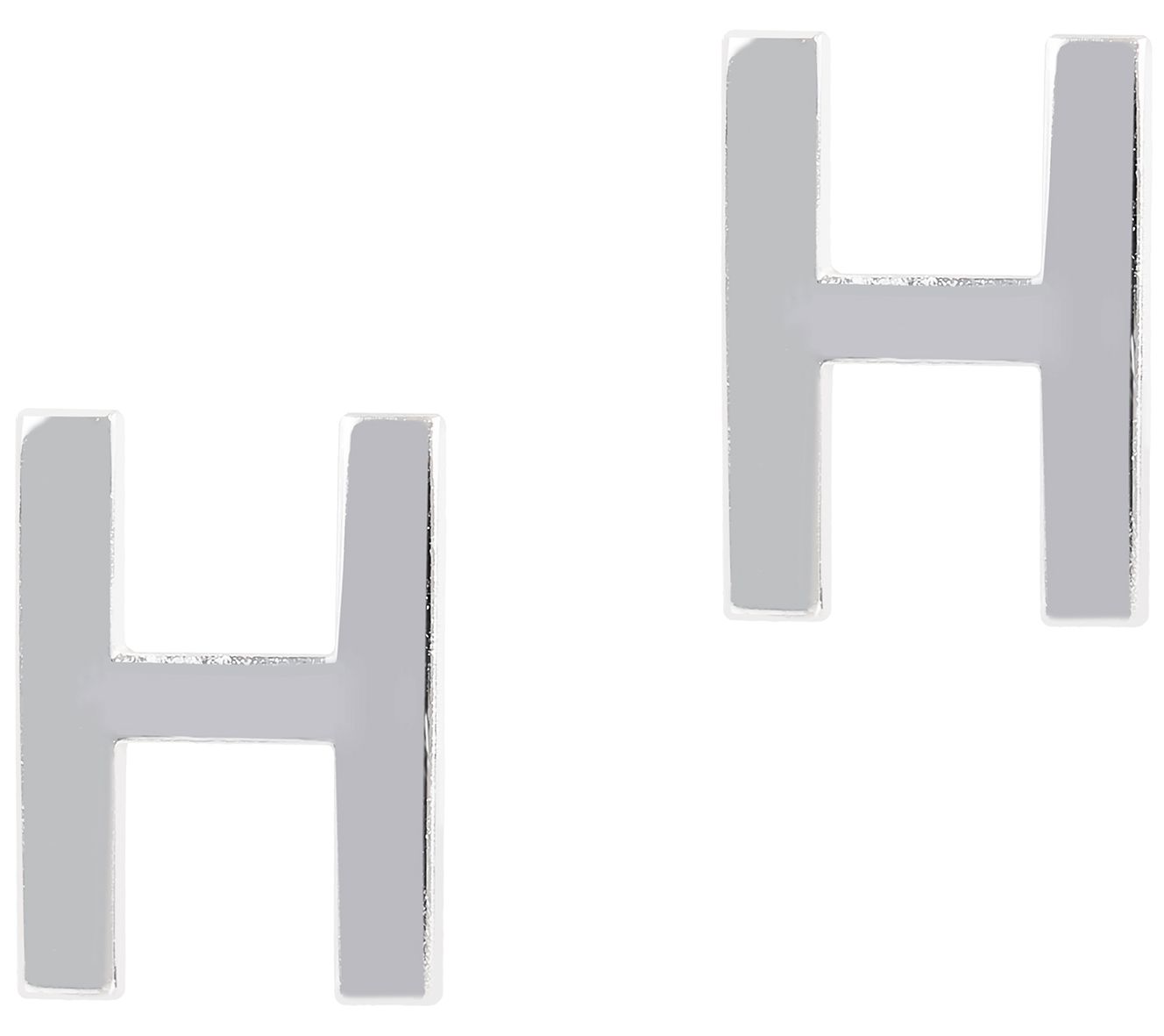 UltraFine Silver Polished Initial Stud Earrings
