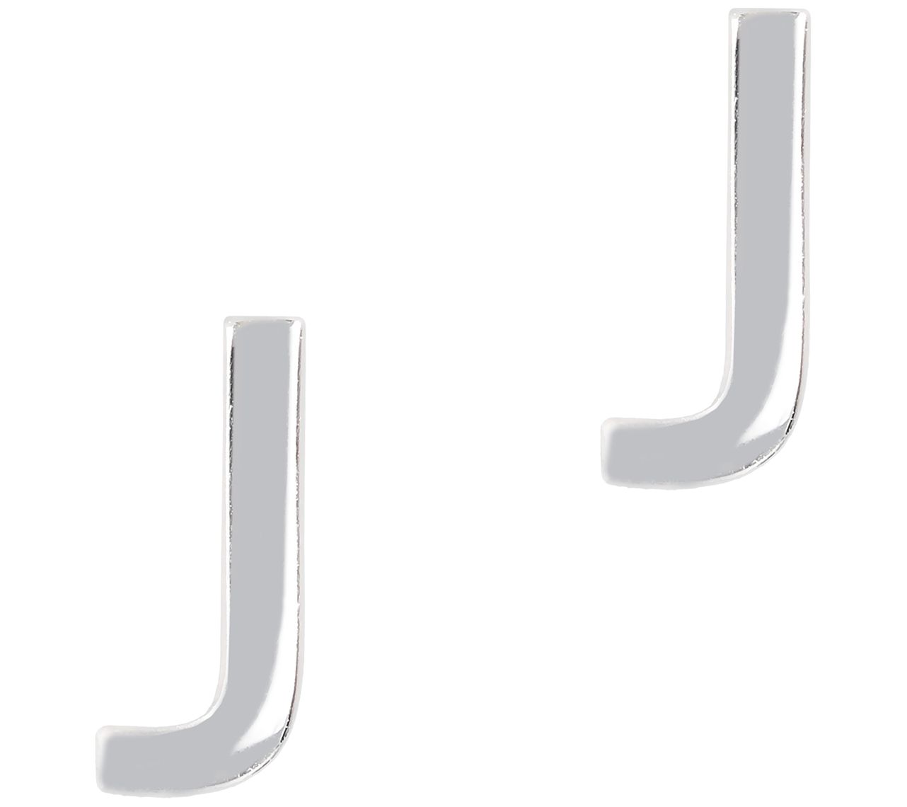 UltraFine Silver Polished Initial Stud Earrings