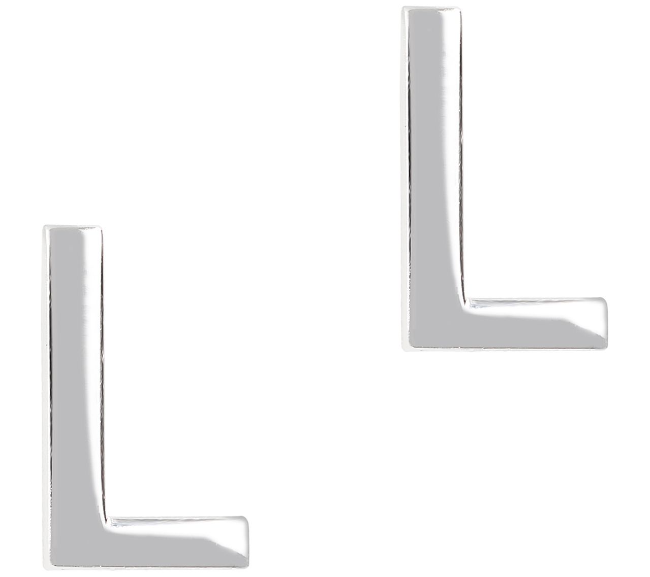 UltraFine Silver Polished Initial Stud Earrings