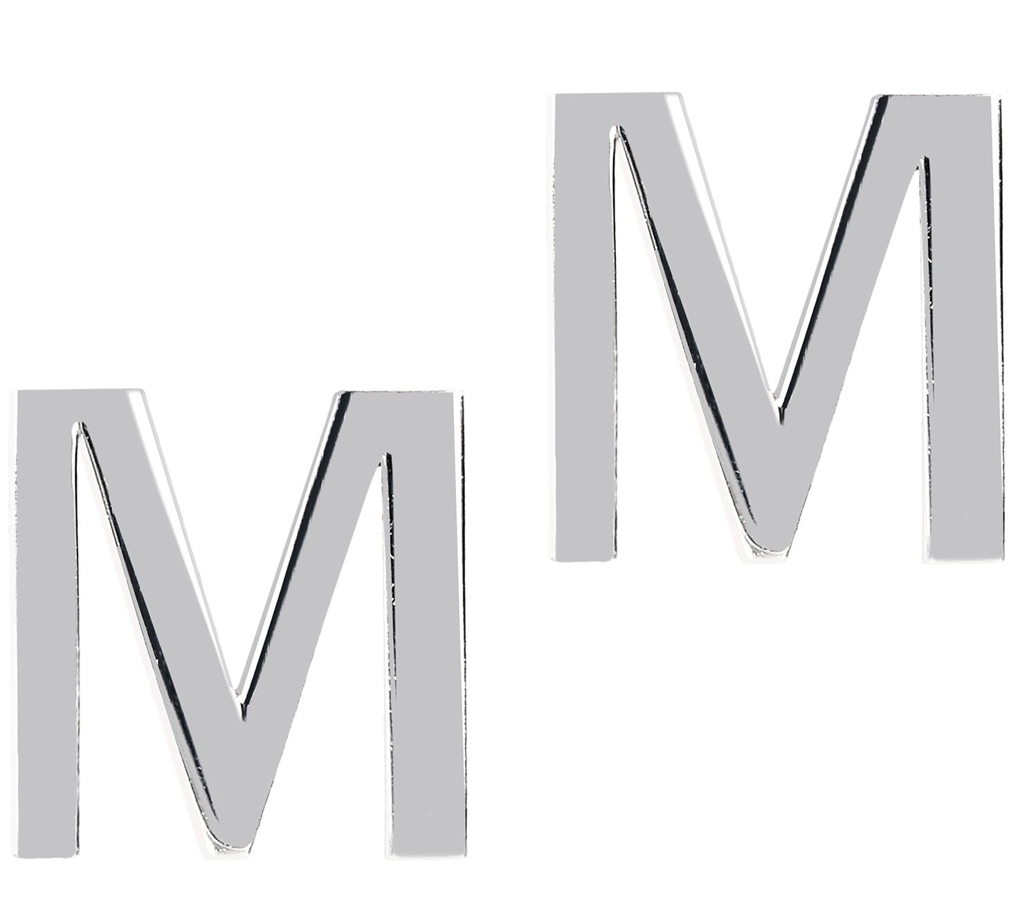 UltraFine Silver Polished Initial Stud Earrings