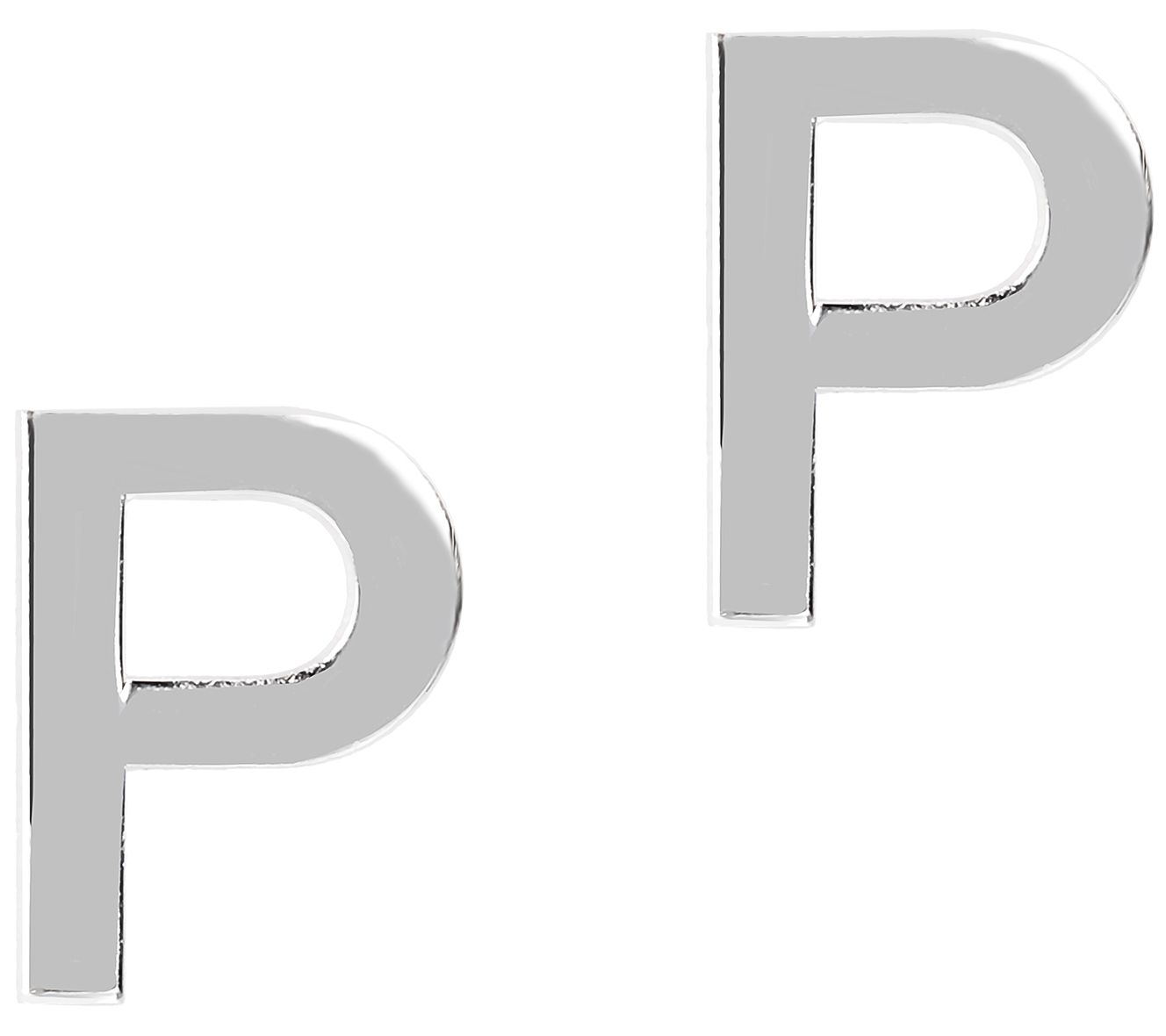 UltraFine Silver Polished Initial Stud Earrings
