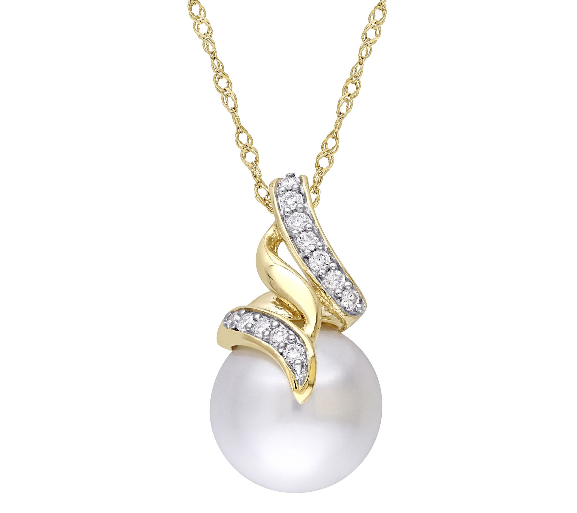 14K South Sea Pearl & Diamond Accent Pendant w/Chain