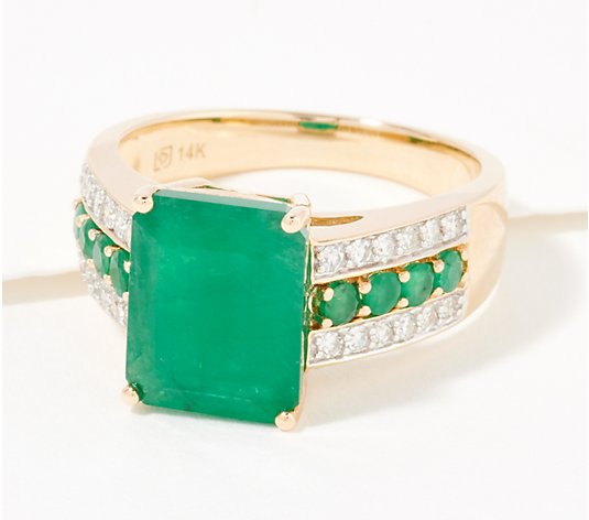Vault Octagon Emerald and Diamond Ring, 3.00 cttw, 14K Gold