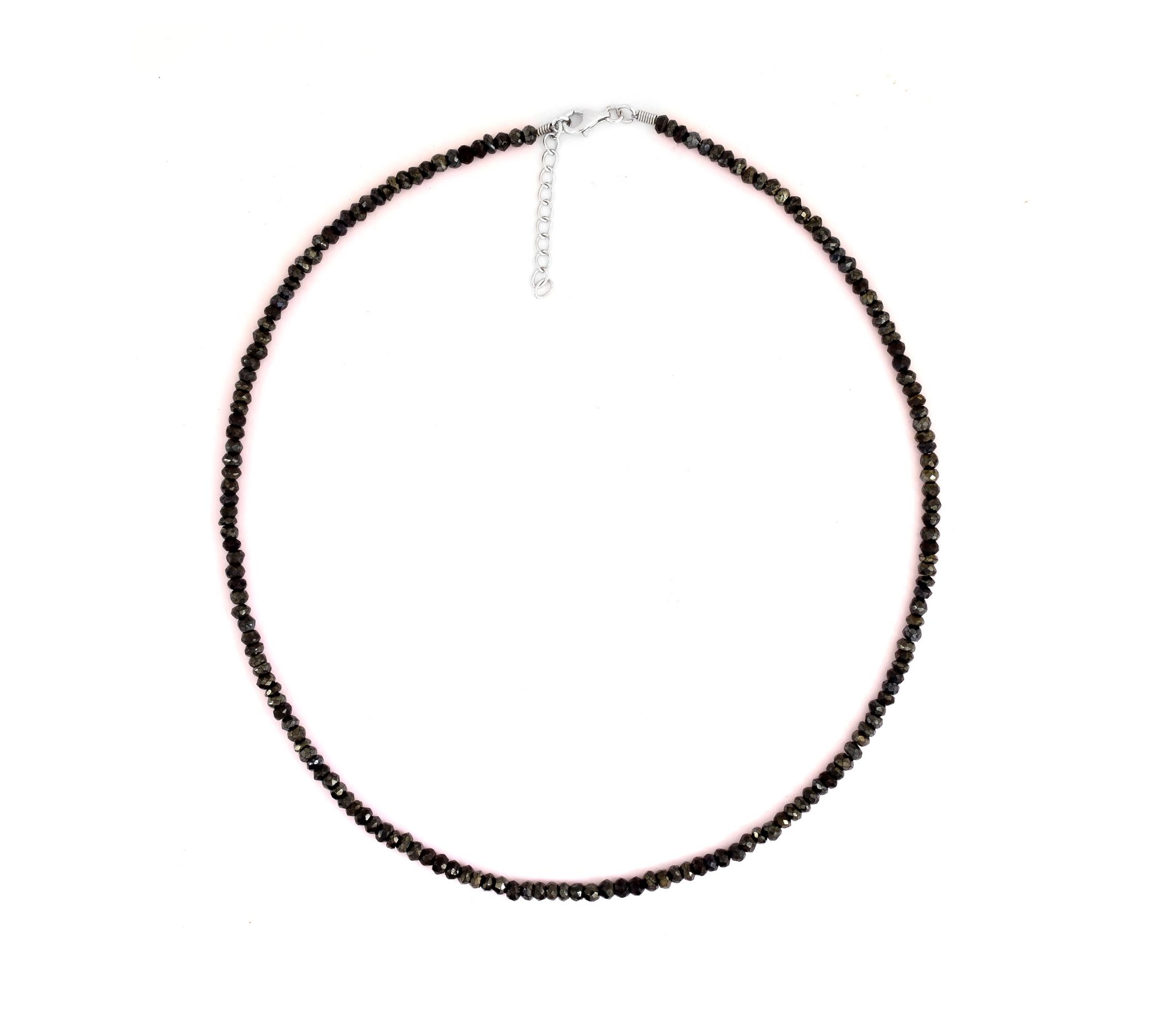 Sterling Silver Black Spinel Beaded Necklace