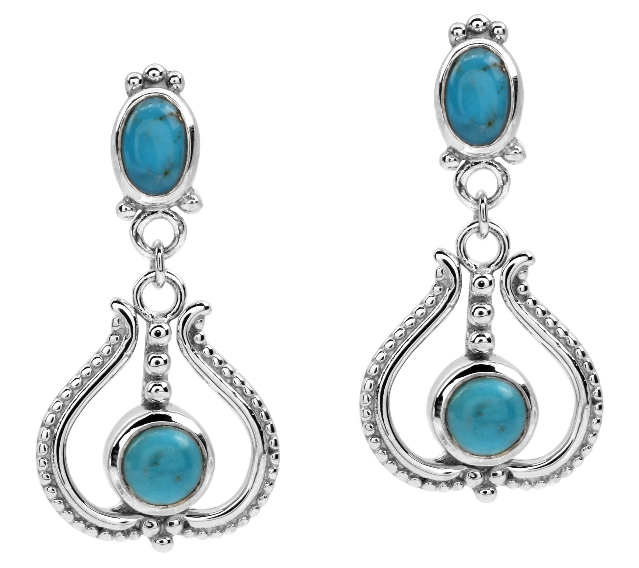 Sterling Silver Turquoise Arti san Crafted Dan gling Earrings