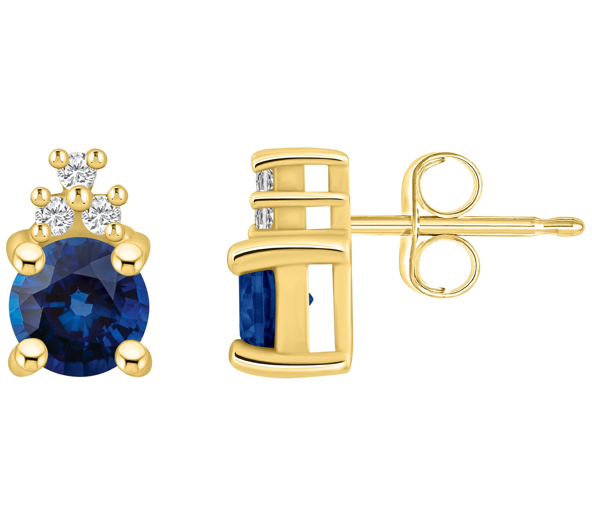 Affinity Gems 14K Gold Round Gemstone Diamond Accent Studs