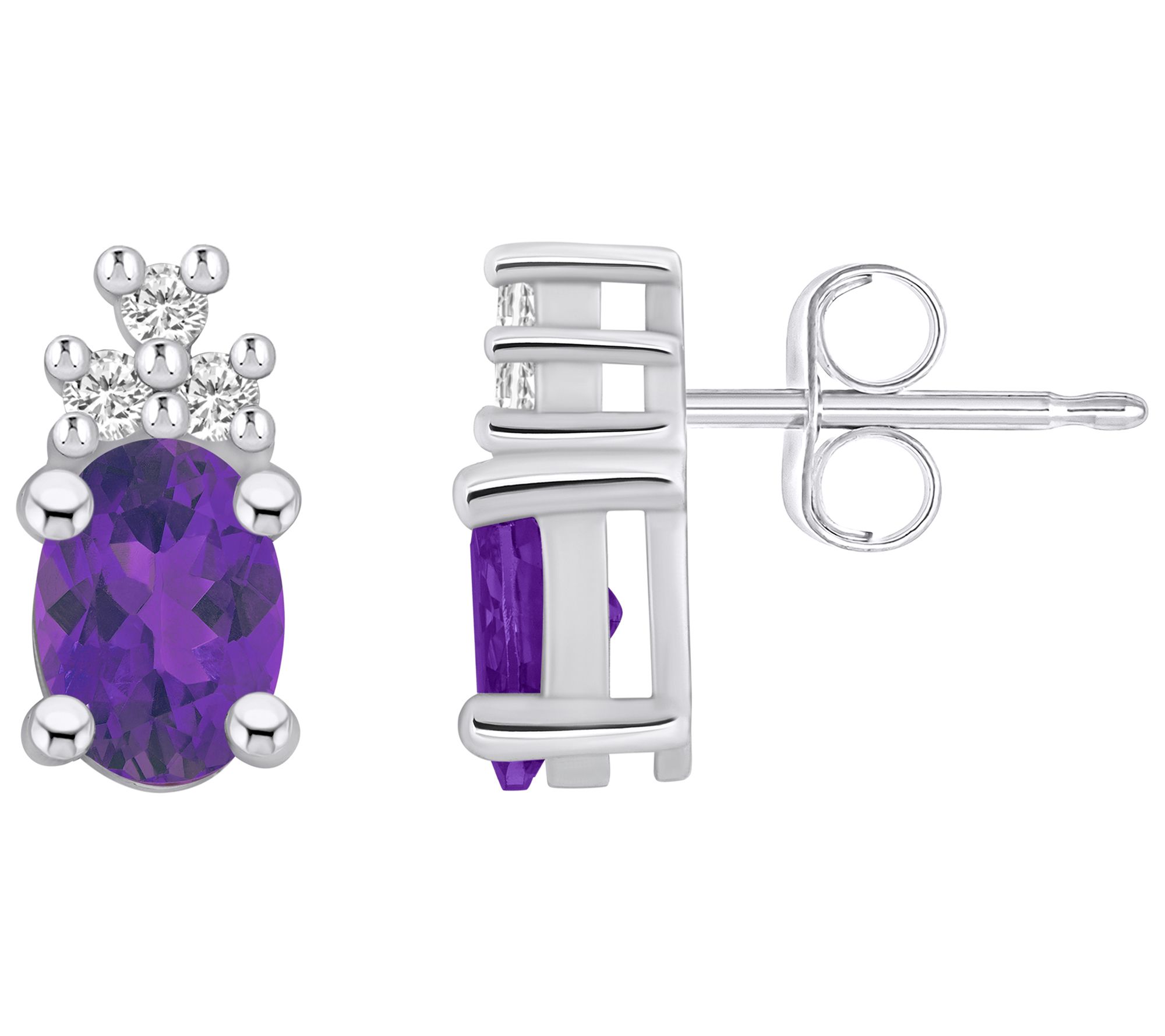 Affinity Gems Oval Gemstone & Diamond Stud Earr ings, 14K