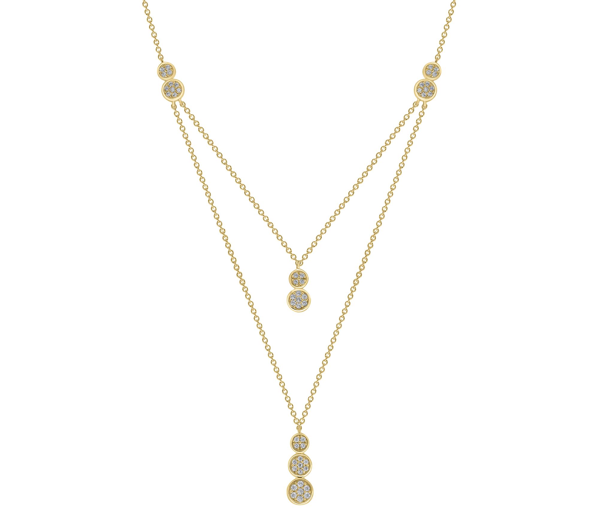 Diamond Layered Station Necklace, Sterling Silver