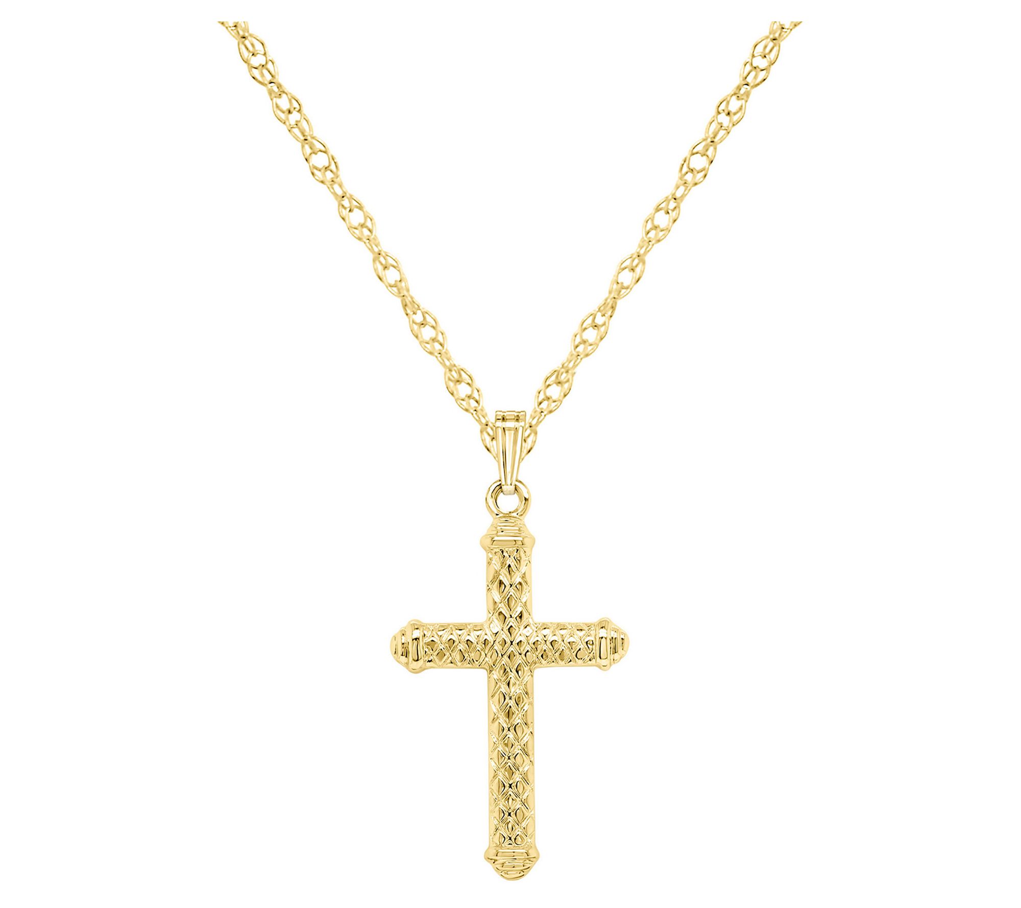 Textured Cross Pendant w/ Chain, Sterling Silver