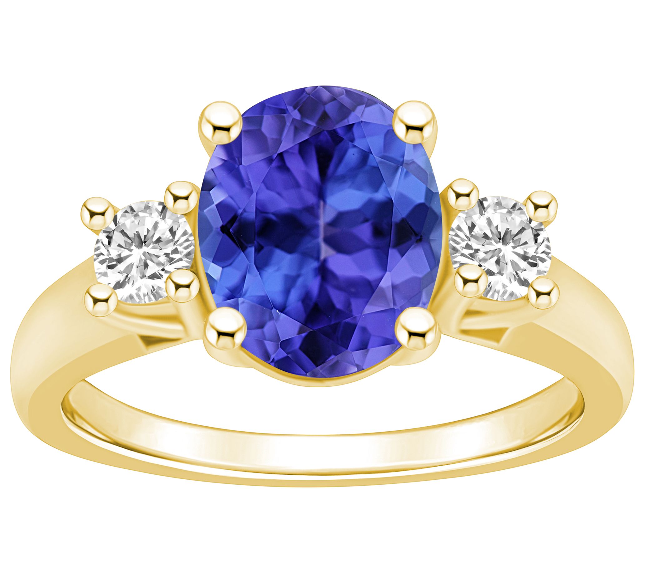 Affinity Gems Oval Cut Tanzanite & Diamond Ring , 14K Gold