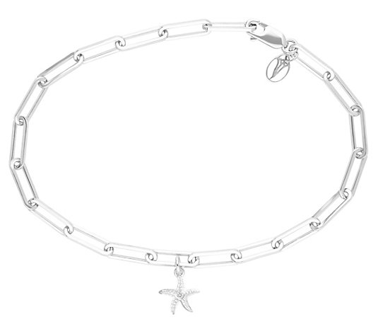 Goddaughters Sterling White Sapphire Starfish Ankle Bracelet