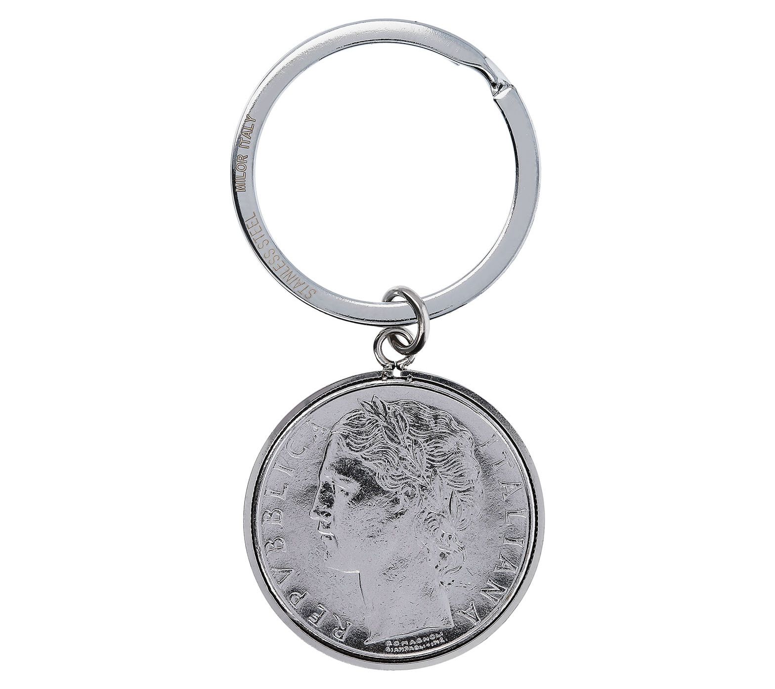 Mistero For Him 100 Lire Coin Key Ring, Stainless Steel