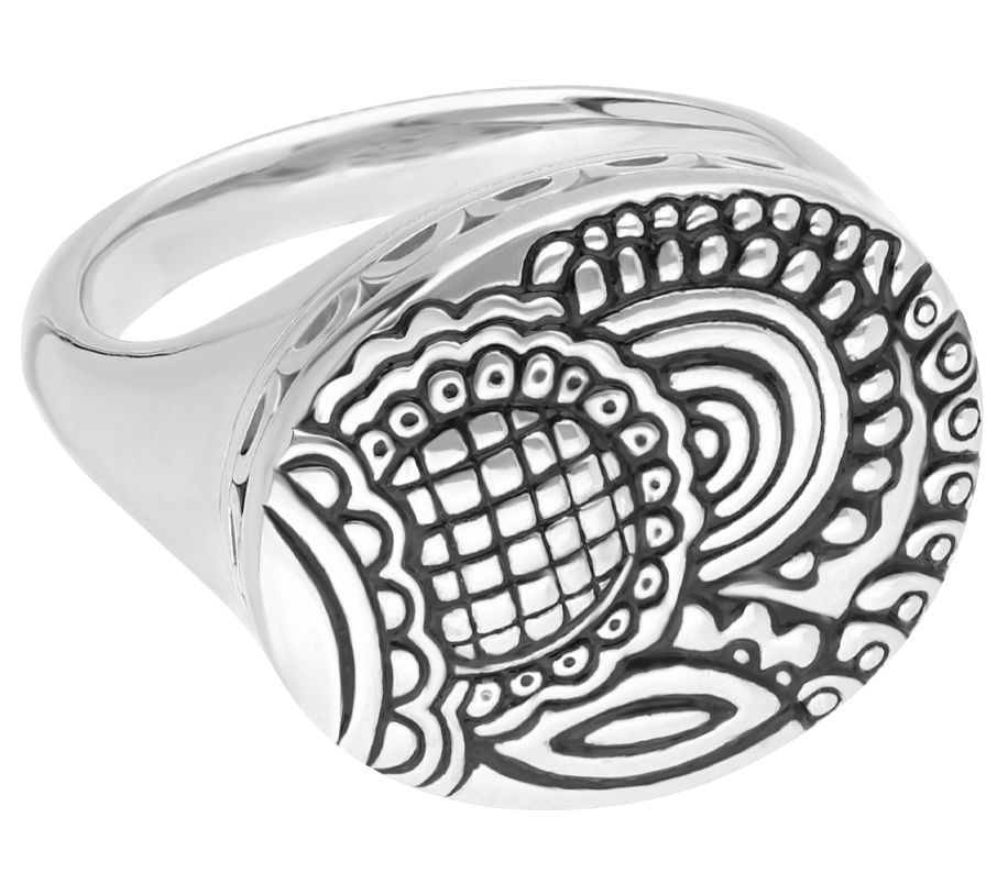 Elyse Ryan Silver Oxidized Carved Ring