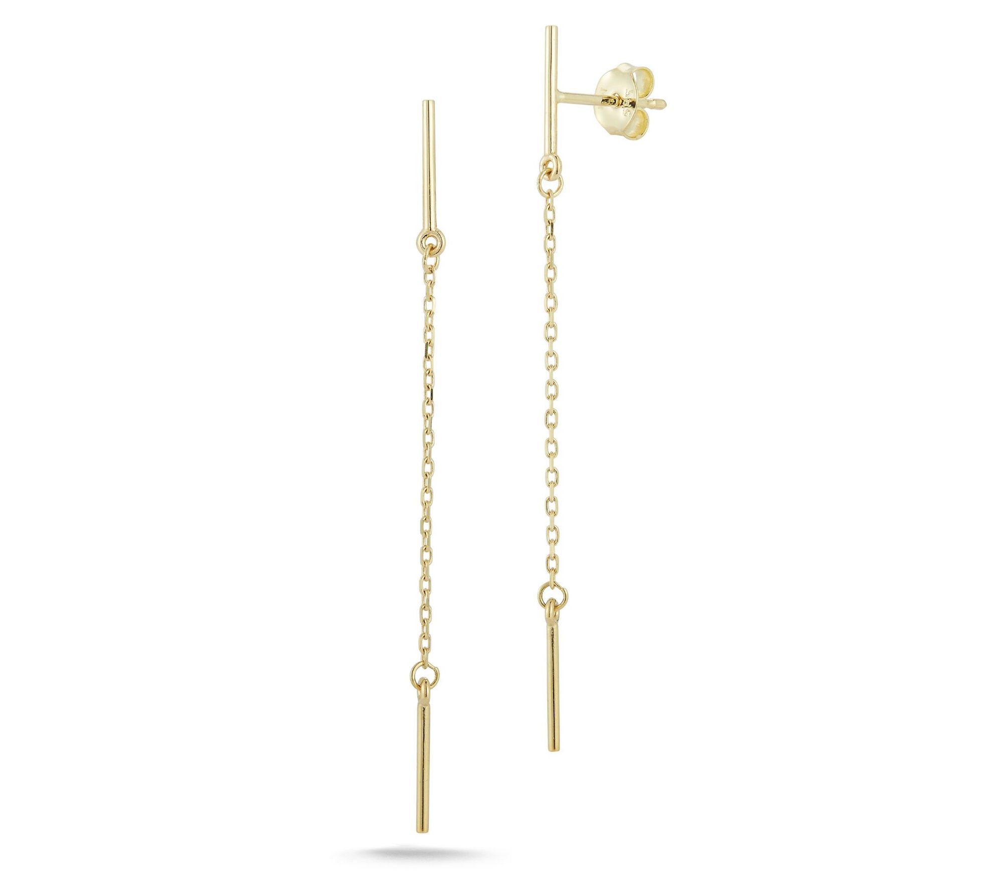 Luminosa Gold Bar Drop Earrings, 14K