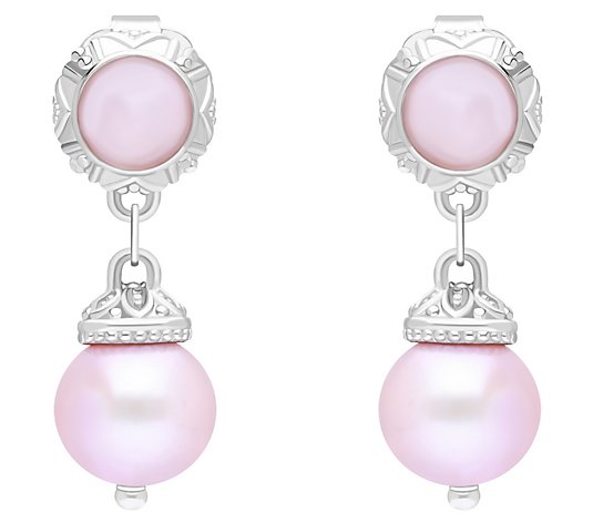 Elyse Ryan Sterling Pink Cultured Pearl & Opal Dangle Earrings