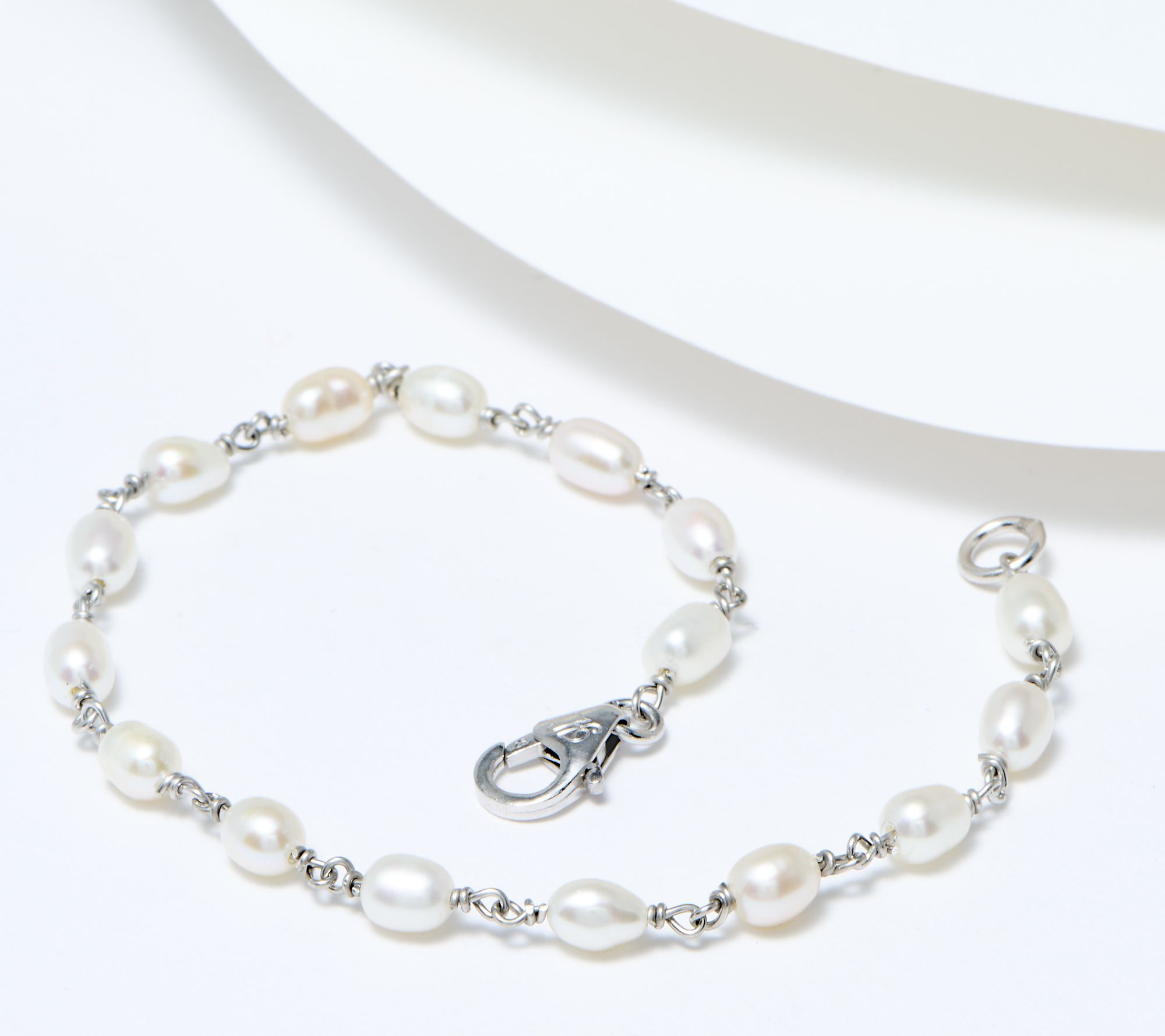 Cultured pearl bracelet sterling on sale silver