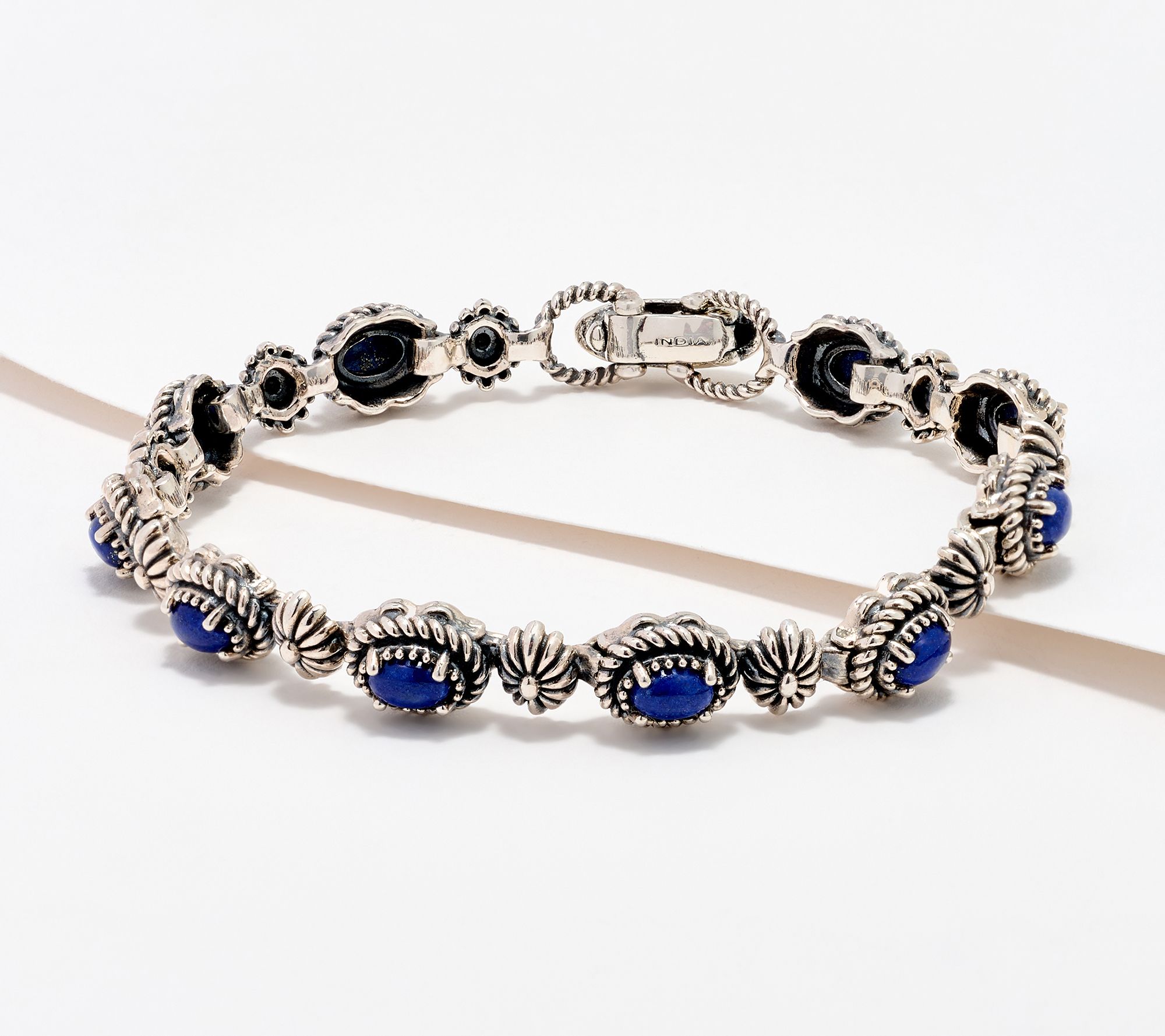American West Sterling Silver Oval Gemstone Tennis Bracelet