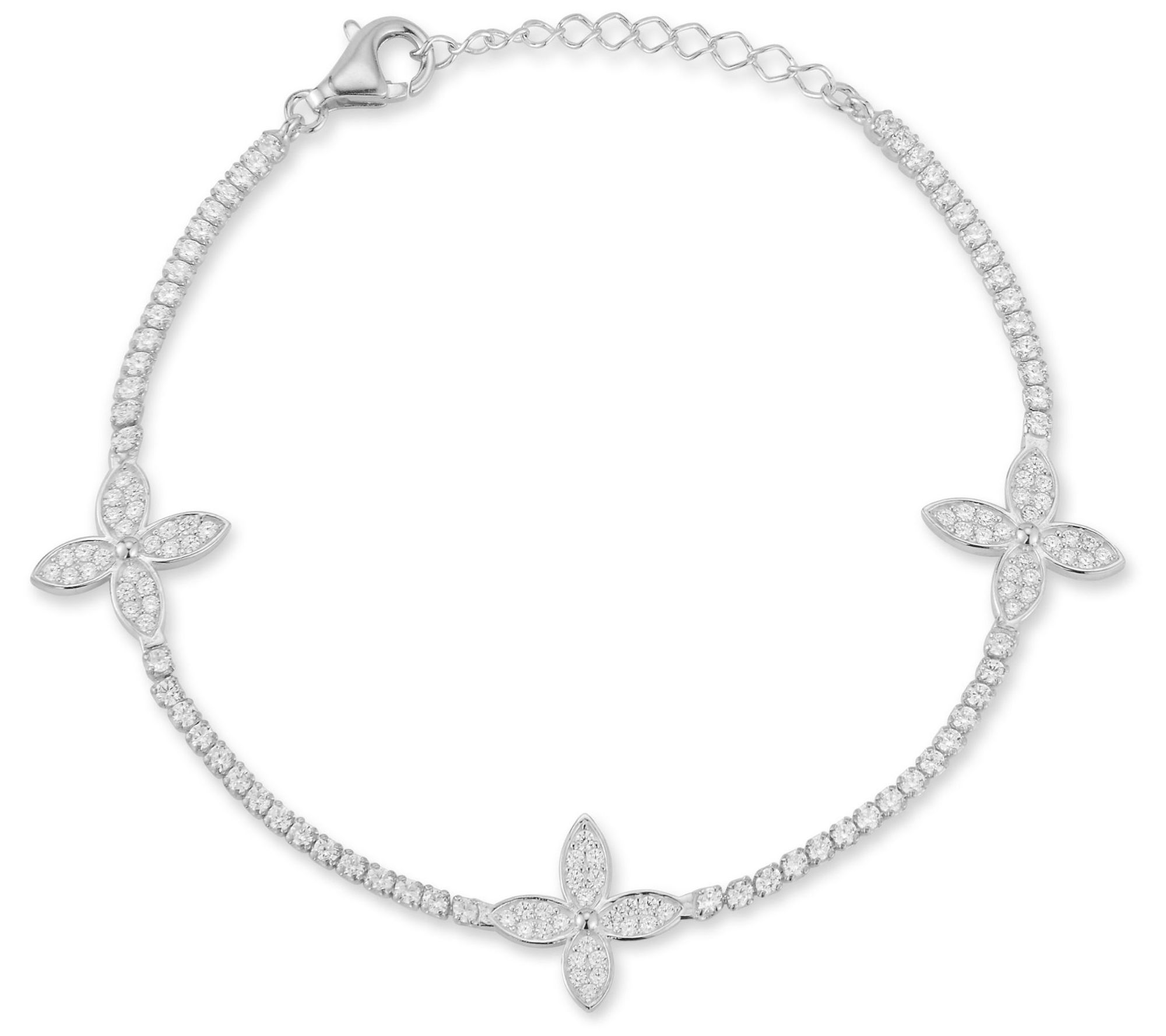 Sterlina Silver Flower Tennis Bracelet, Sterling