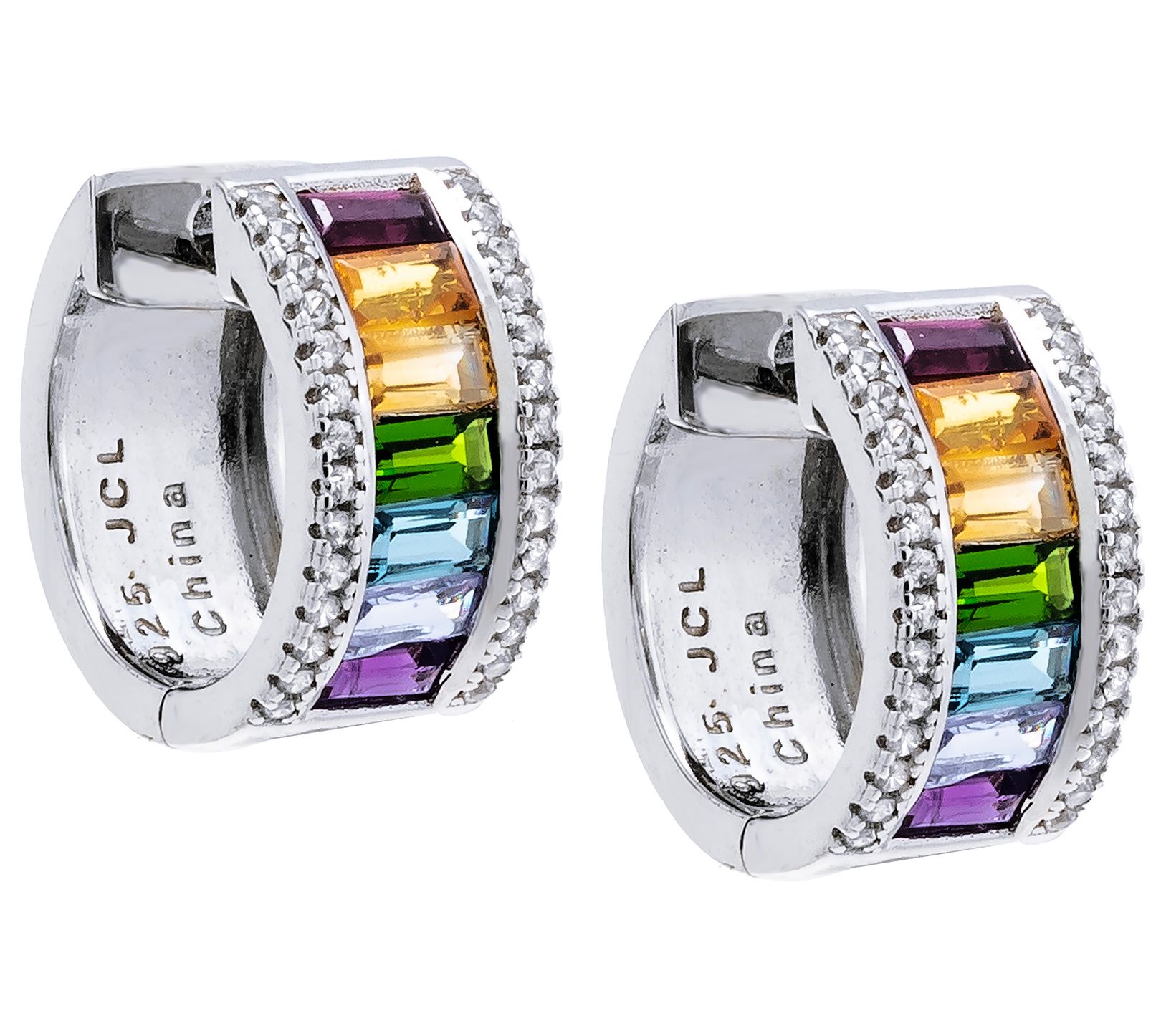 Affinity Gems Rainbow Gemstone Hoop Earrings, Sterling