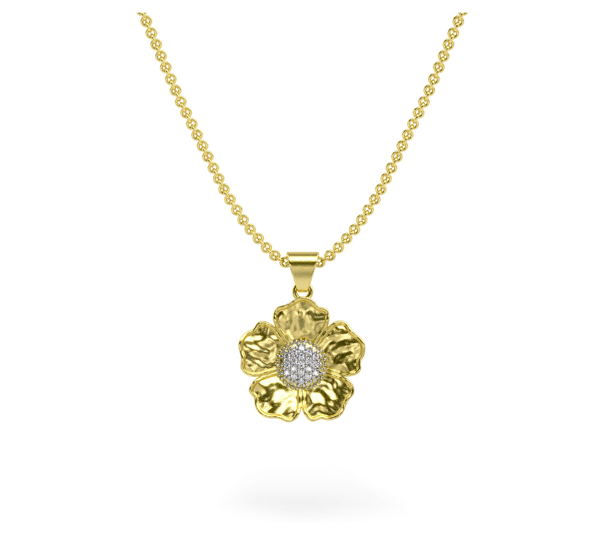 Adi Paz 14K Gold Diamond Flower Pendant w/ Chain