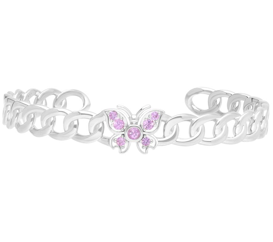 Goddaughters St erling Silver P ink Sapphire Bu tterfly Cuff