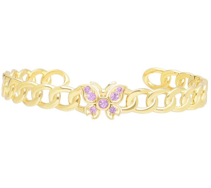 Goddaughters St erling Silver P ink Sapphire Bu tterfly Cuff