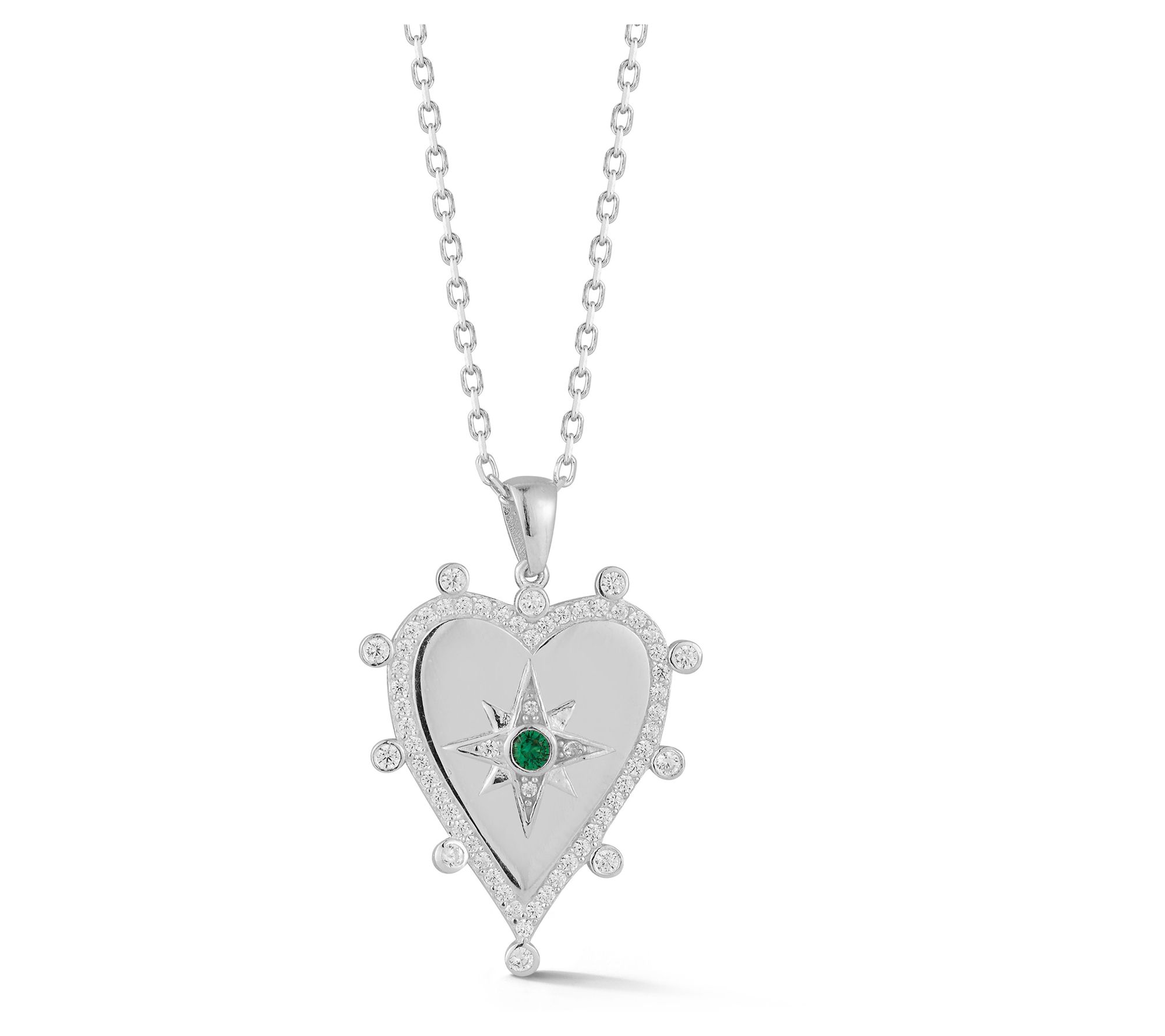Sterlina Silver Pave Halo Heart Pendant w/ Chain, Sterling