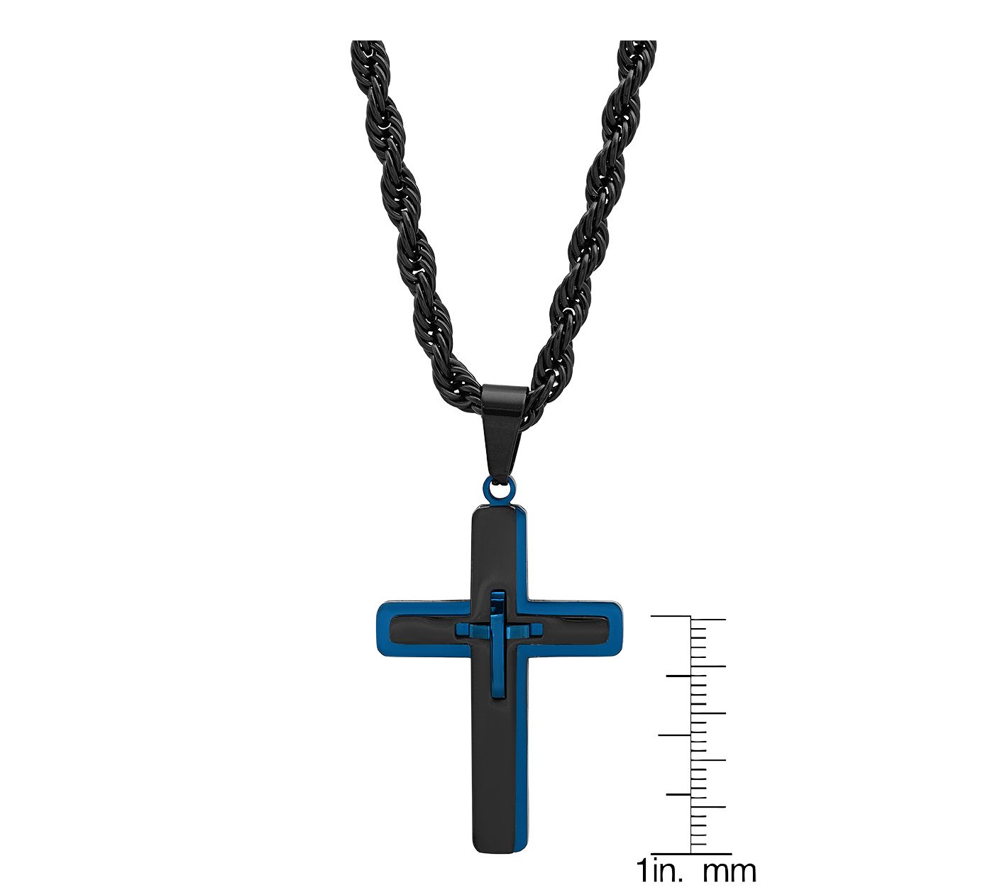 Steel By Design Men's Two-Tone Cross Pendant w/Chain - QVC.com