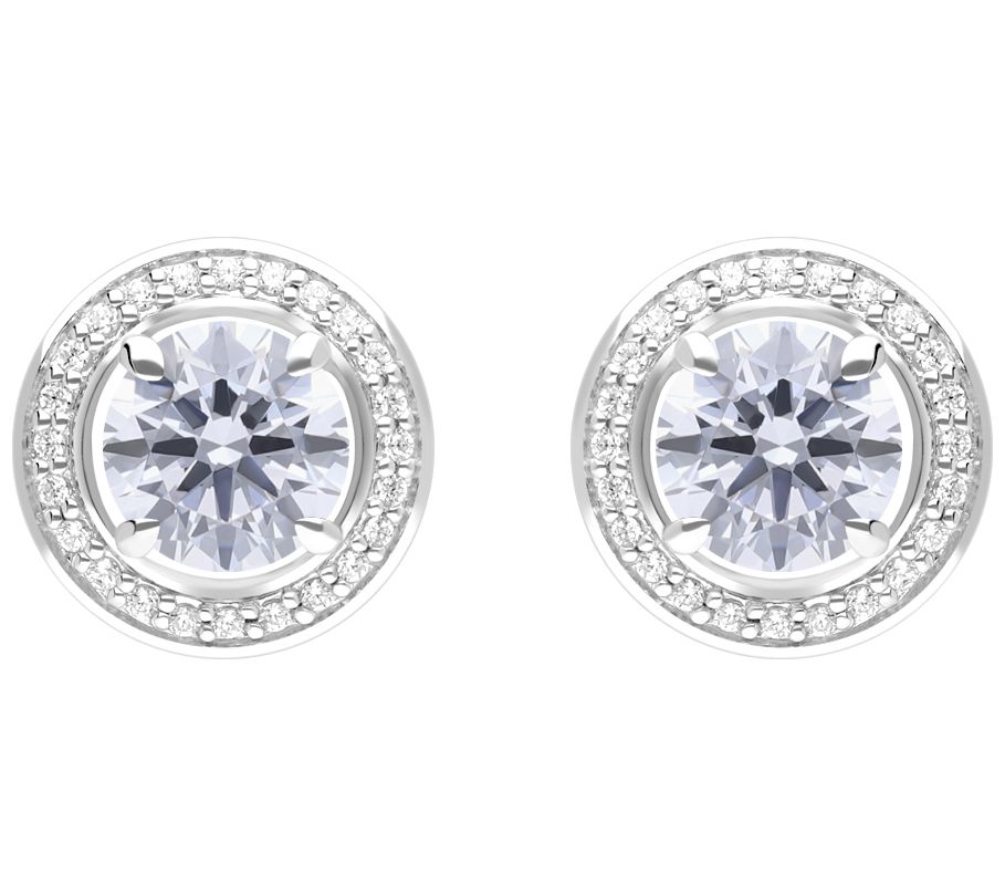 Ariva Sterling 18K Clad Diamonique Halo Earrings