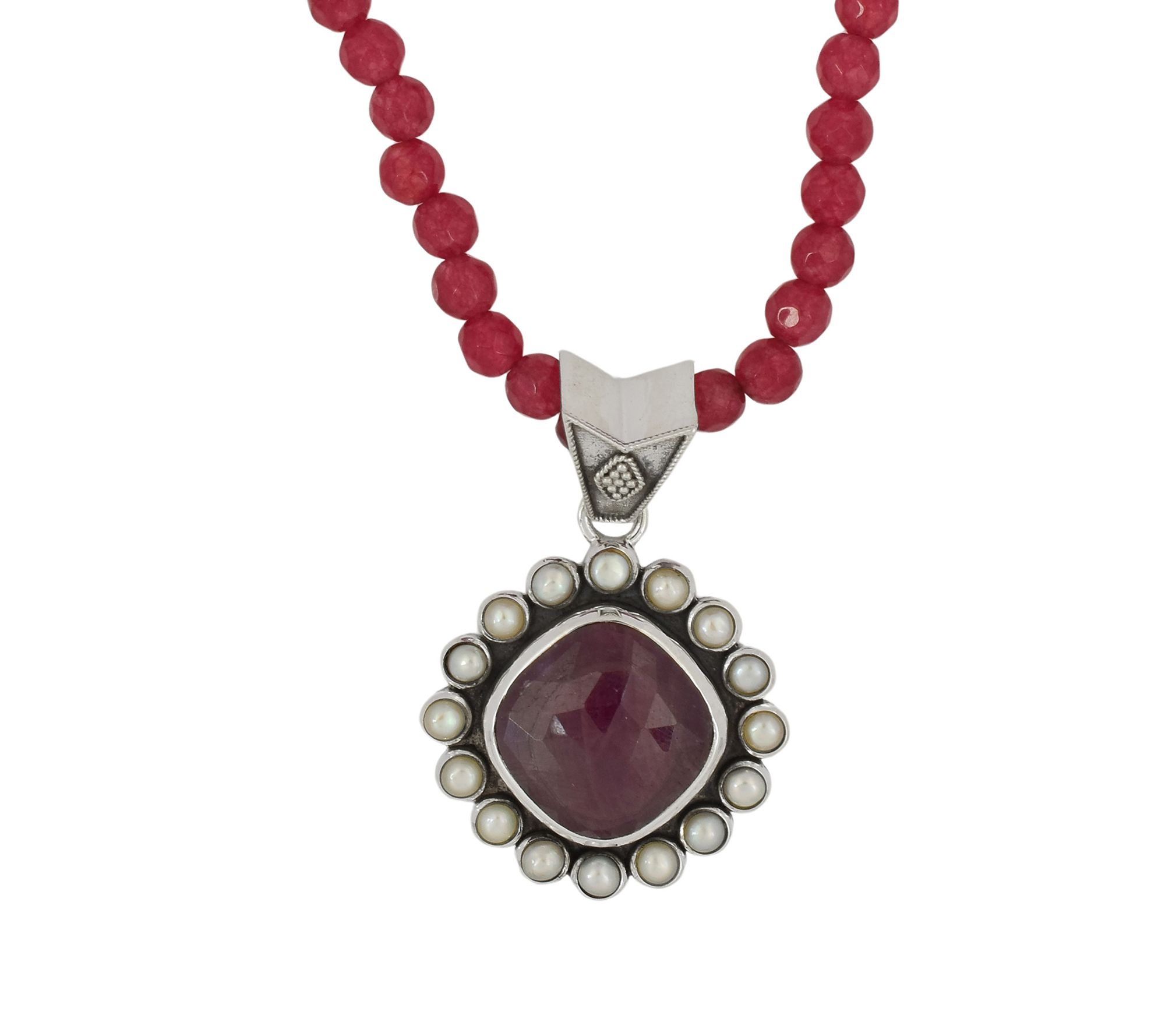 Artisan Crafted Sterling Silver Oxidized Gemstone Necklace