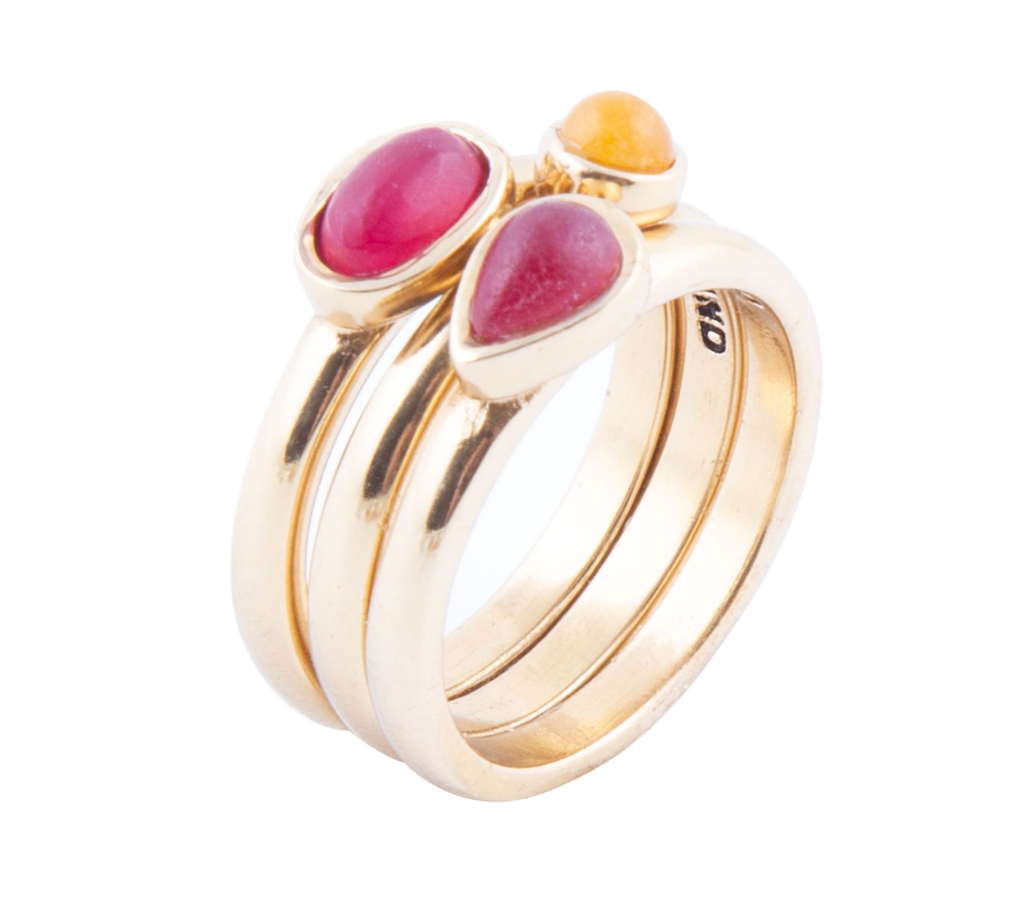 Barse Artisan Crafted Bronze Agate Stacking Ring Set