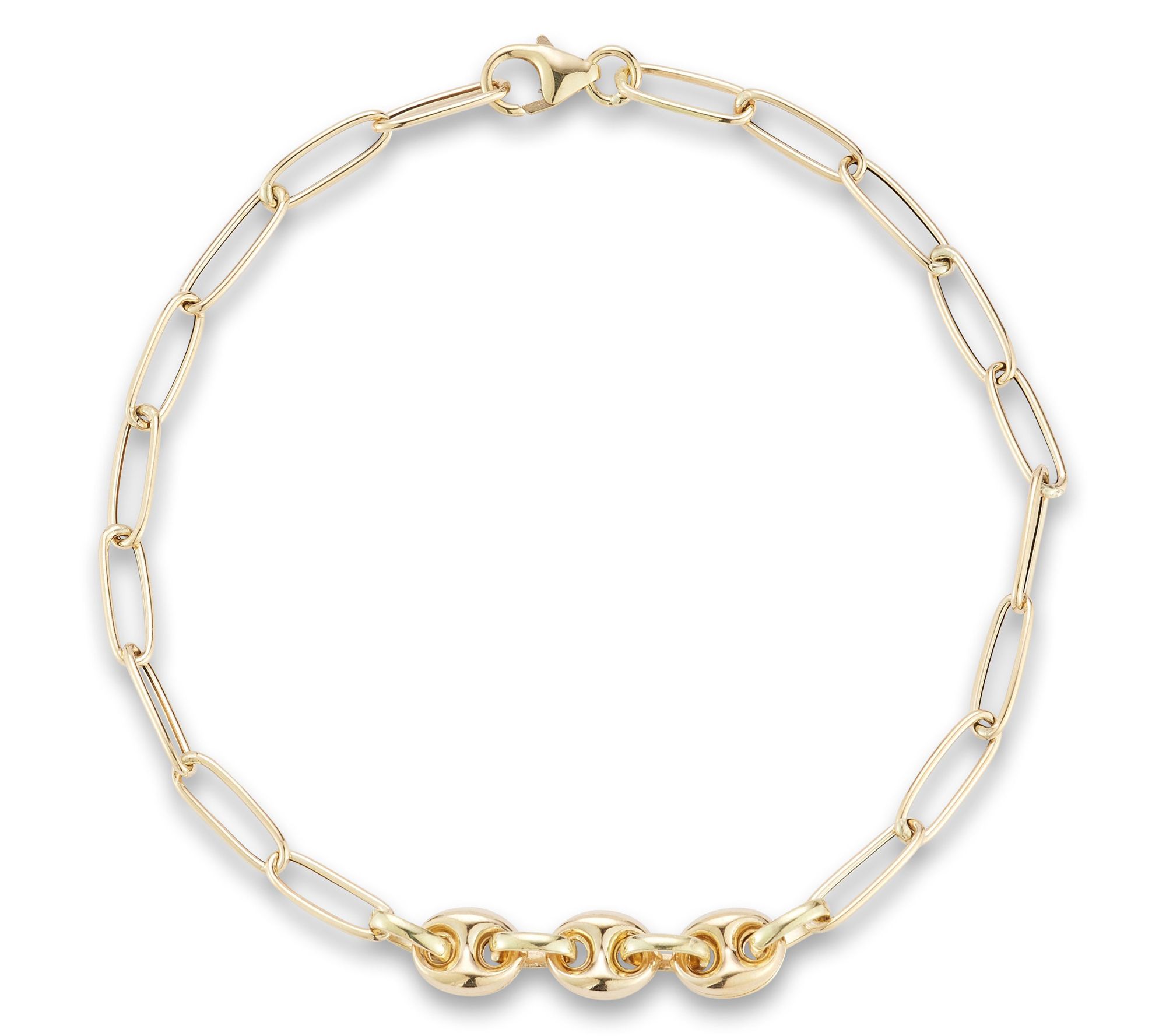 Italian Gold Triple Mariner Link Bracelet, 14K