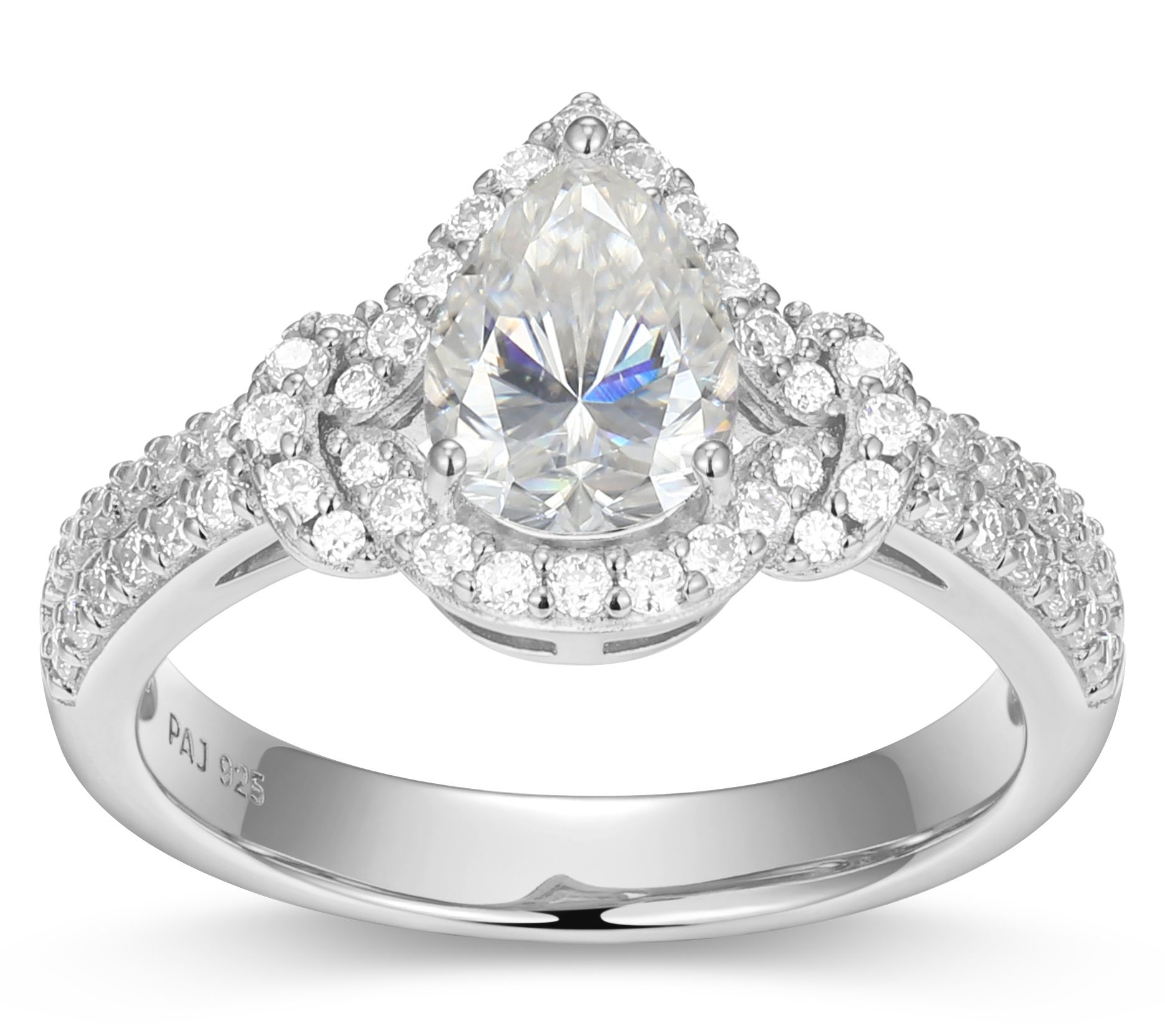 Sterling Silver 1.25 cttw Moissanite Pear Ring