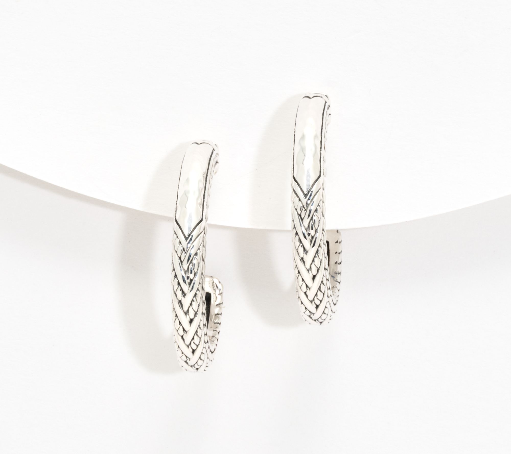 JAI Sterling Silver Legacy Weave 1" Hoop Earrings