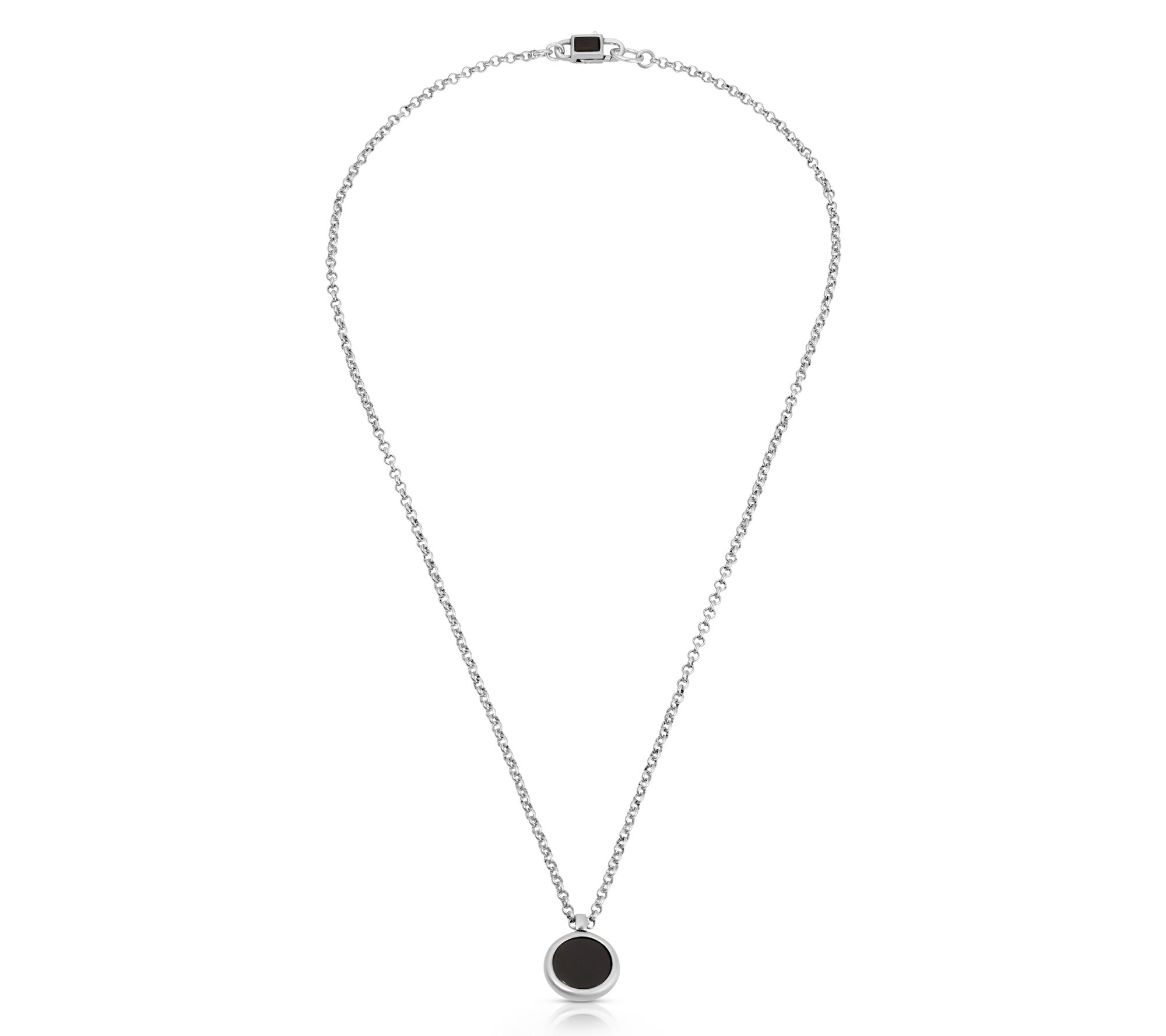 Mr Ettika Round Simulated Onyx Pendant w/ Chain - QVC.com