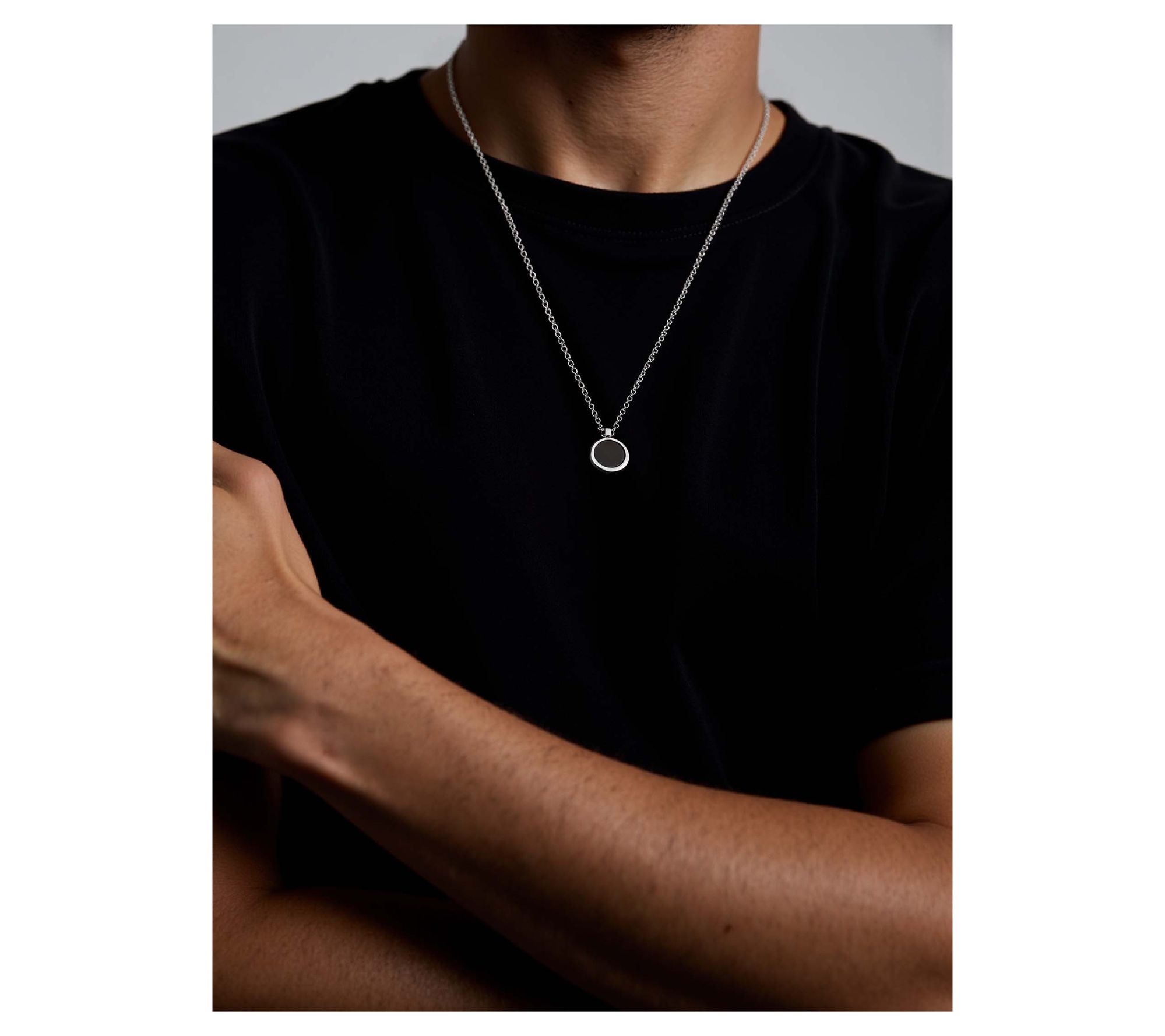 Mr Ettika Round Simulated Onyx Pendant w/ Chain - QVC.com