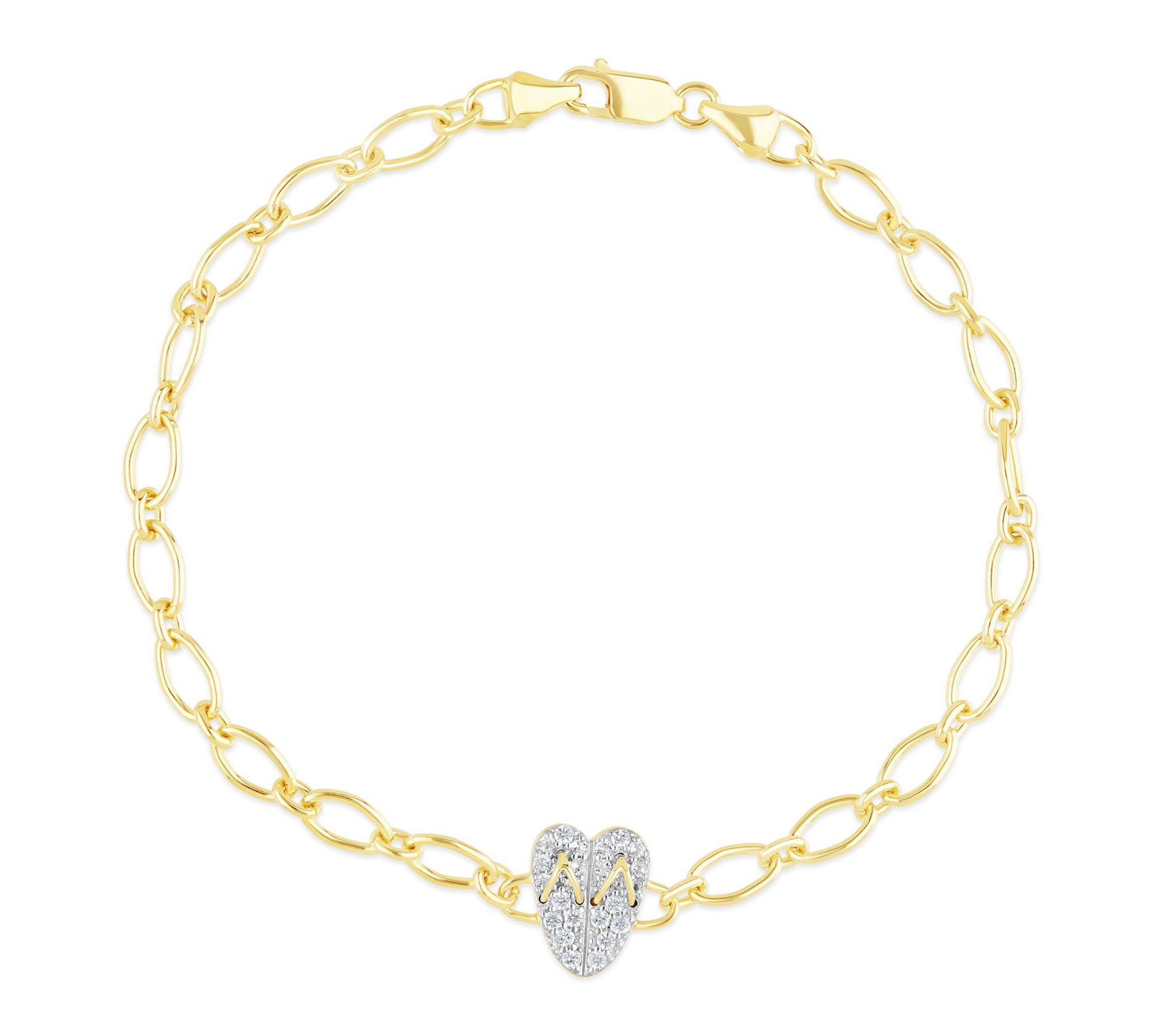 Goddaughters 14K Clad White Topaz Flip Flop Ankle Bracelet