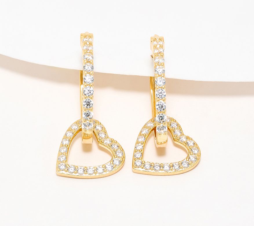 Diamonique x Kathy Levine Heart Light Hoop Earrings, Sterling Silver