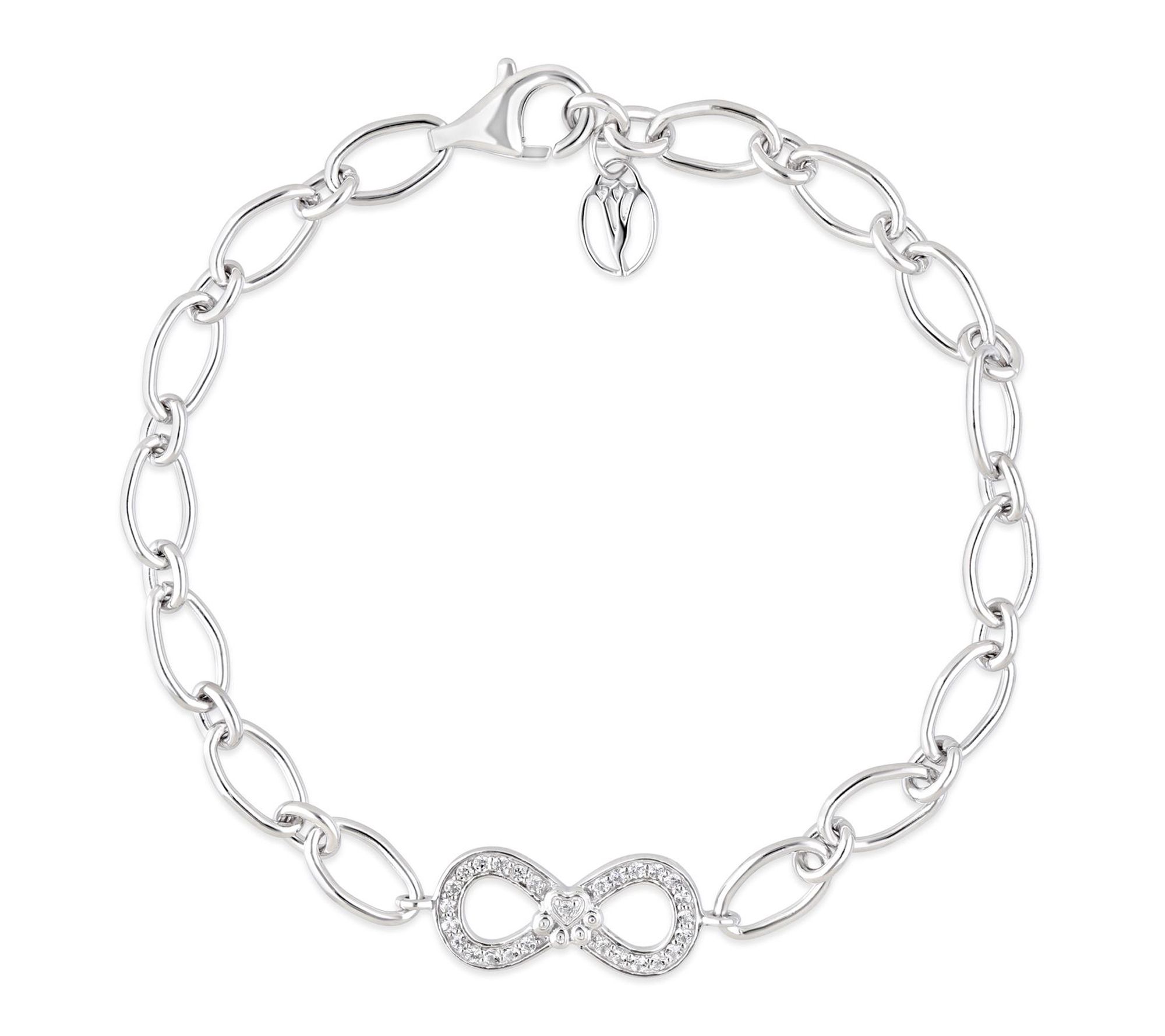 Goddaughters Sterling Silver White Topaz Infinity Paw Bracelet