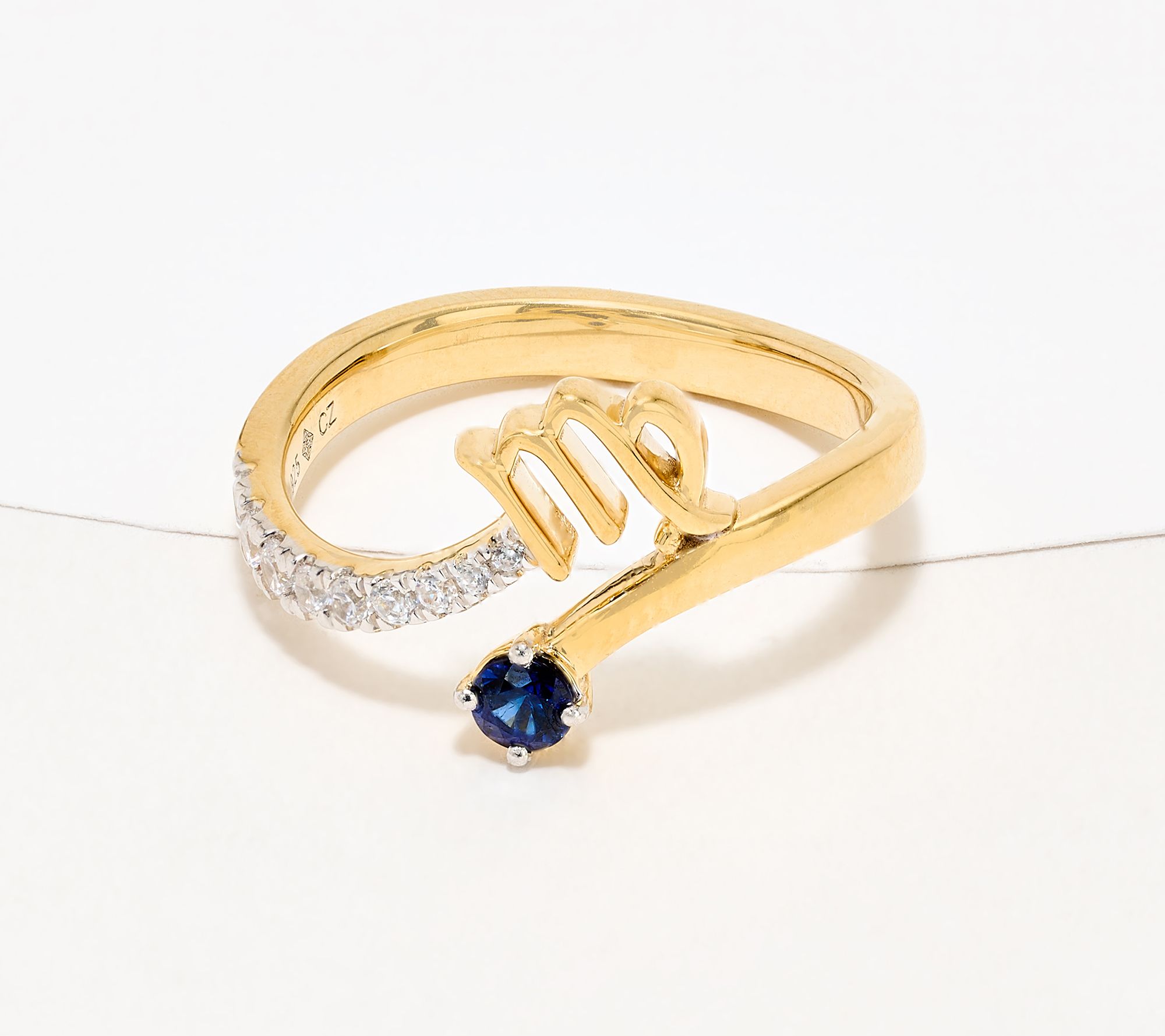 Fire Light Lab Grown Diamond 0.25 cttw Zodiac Ring, Yellow Plated