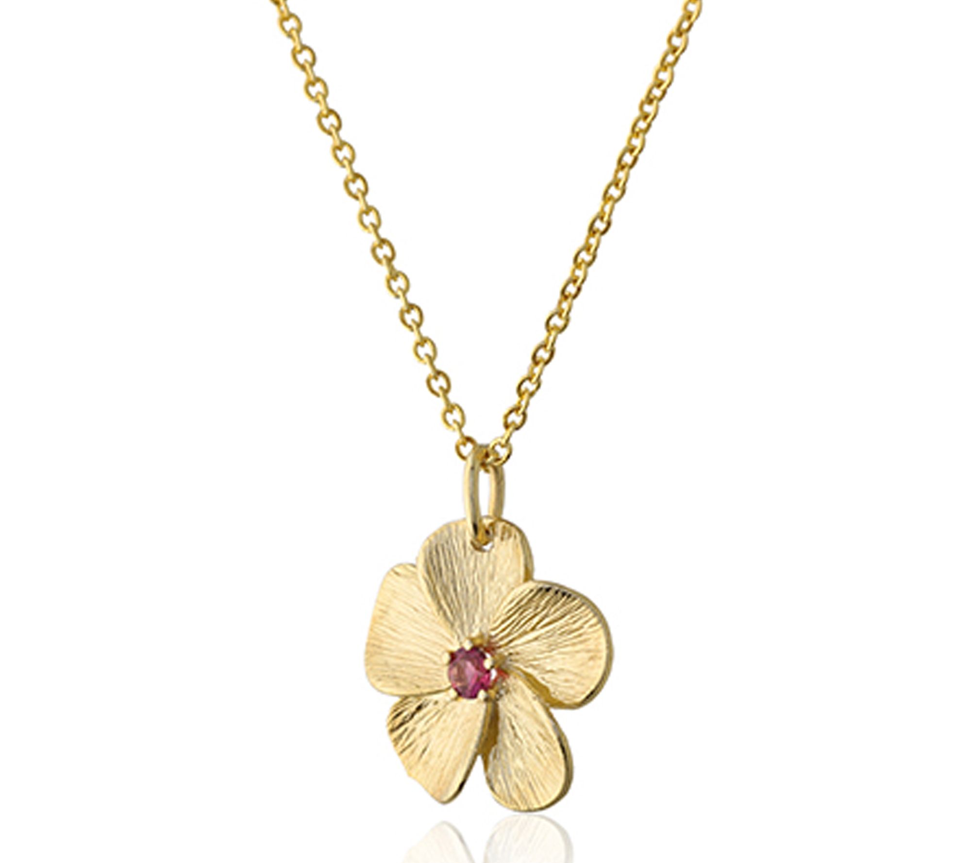 Adi Paz 14K Gold Flower Gemstone Pendant w/ Chain