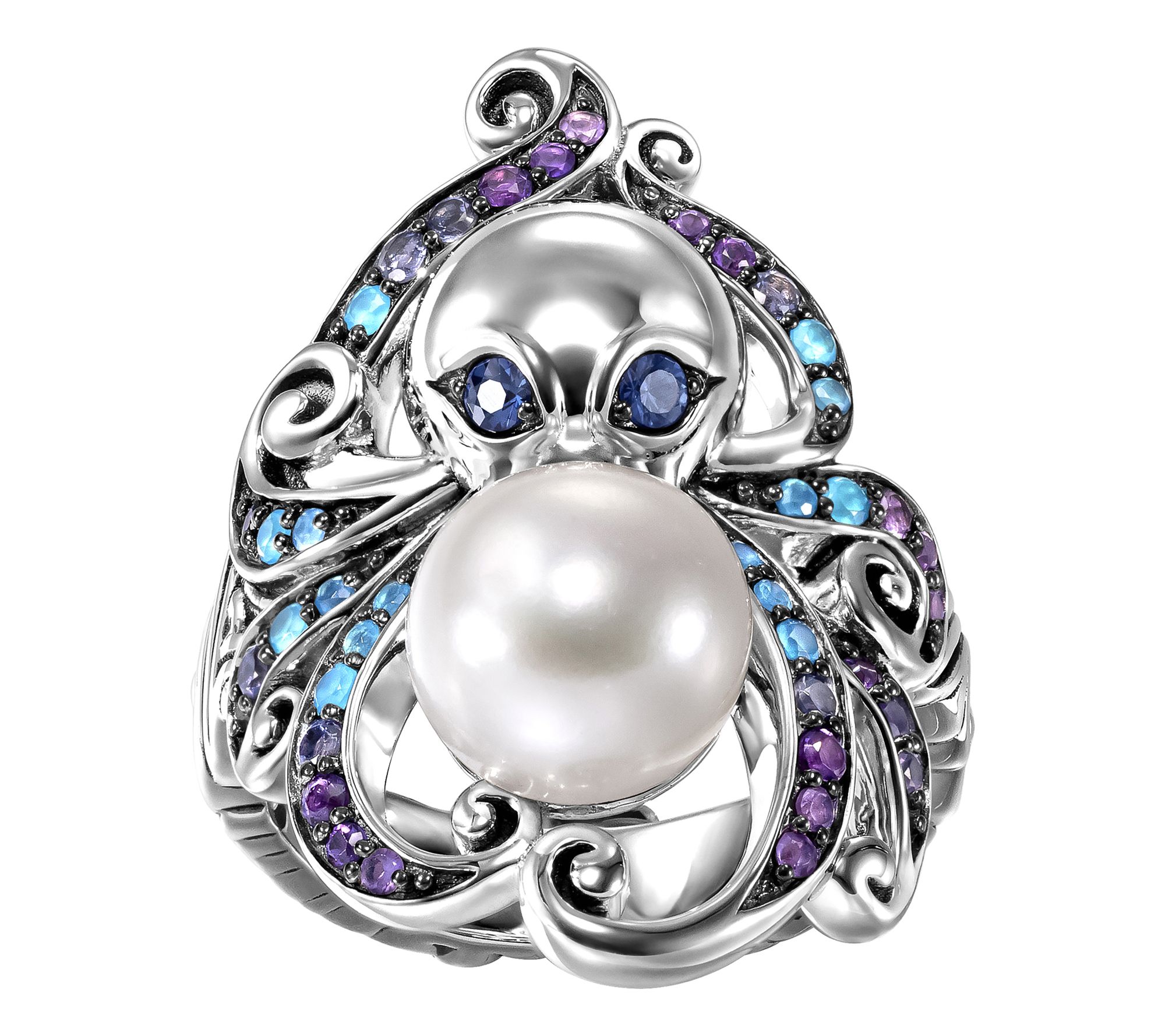 Third Person Sterling Silver Sea & Soul OctopusGemstone Ring