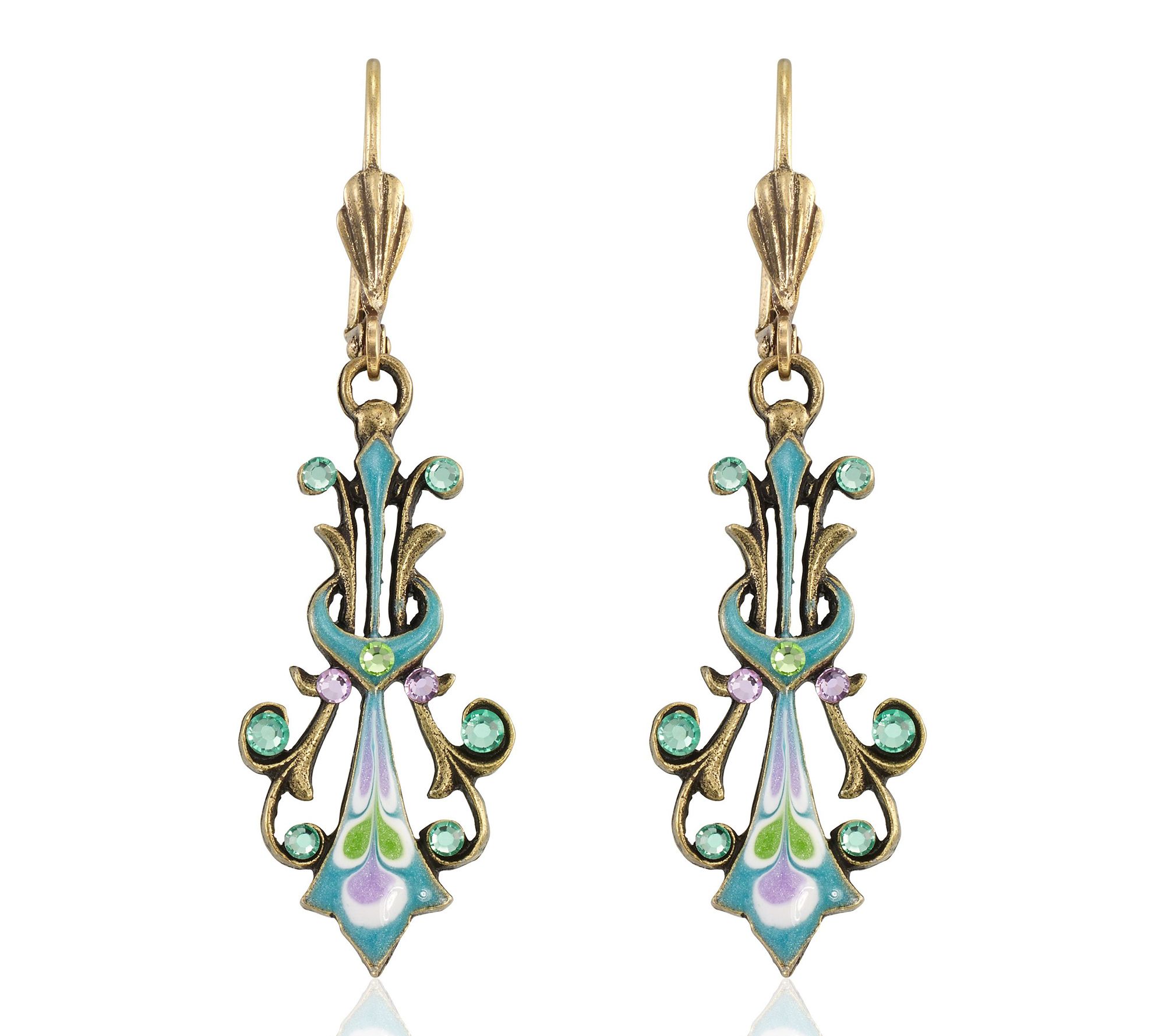 Anne Koplik Enamel Crystal Floral Bouquet Earrings