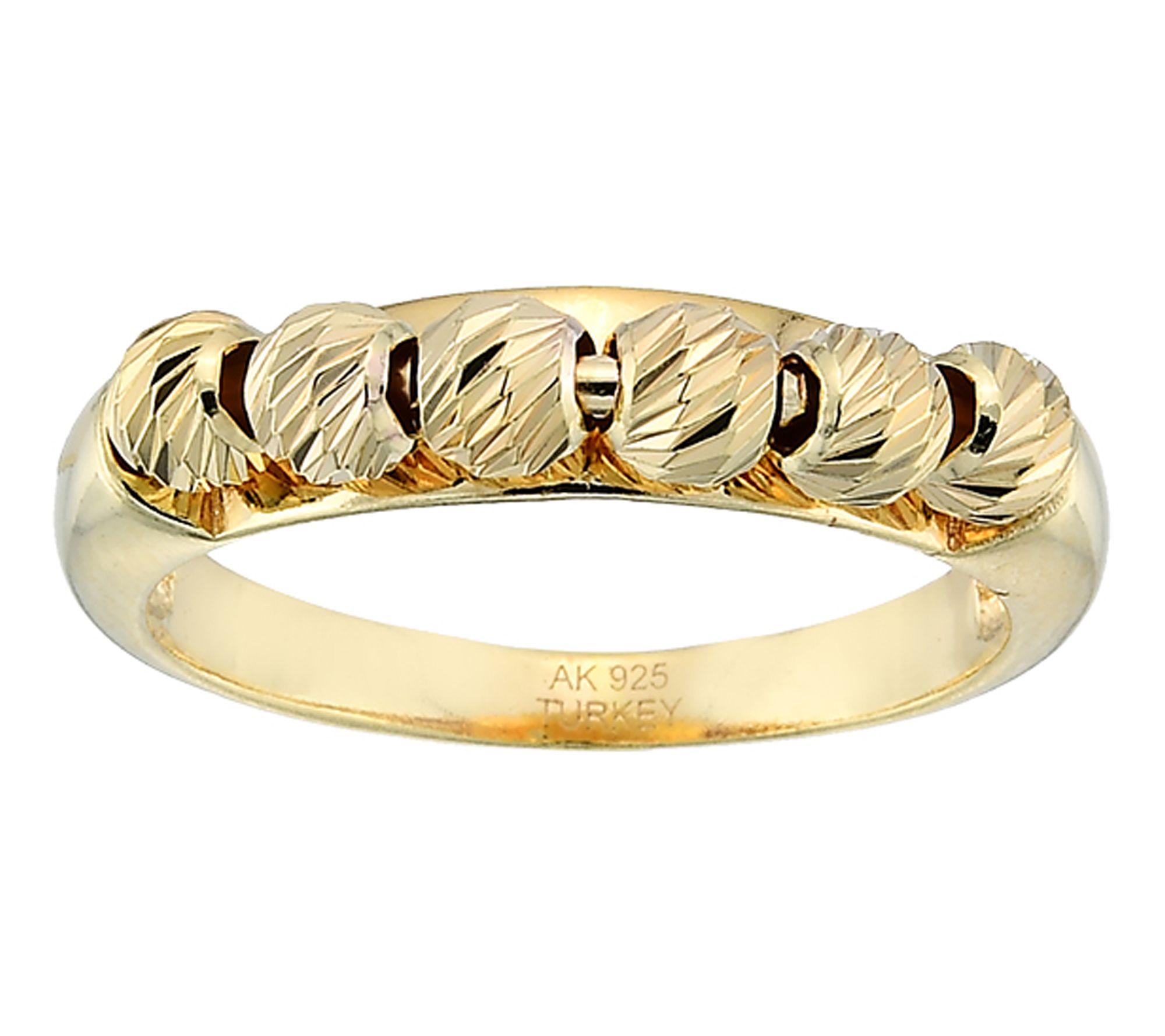 Silver Style Dia Cut Beaded Design Ring, Sterling Silver