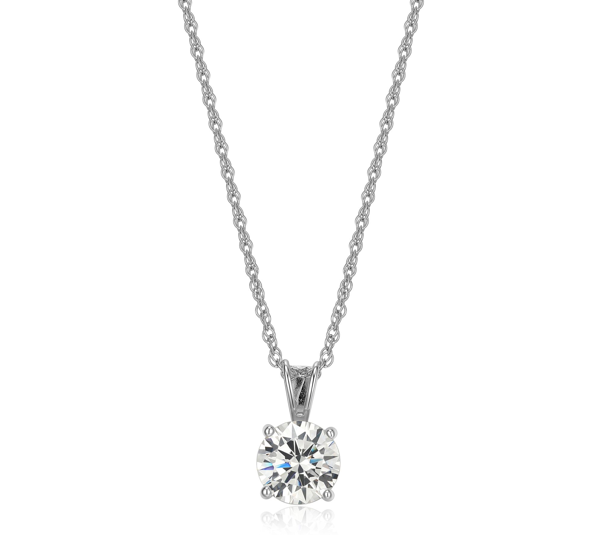 Diamonique 3.30 cttw Solitaire Pendant w/ Chain, Sterling
