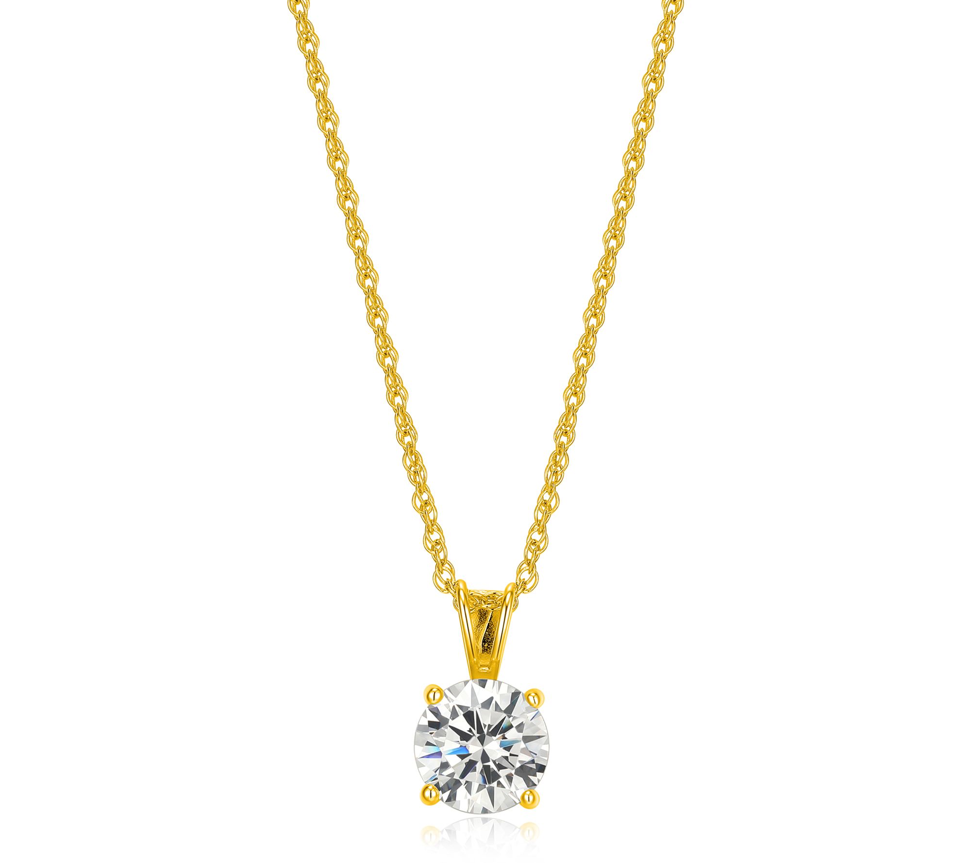 Diamonique 3.30 cttw Solitaire Pendant w/ Chain, Sterling