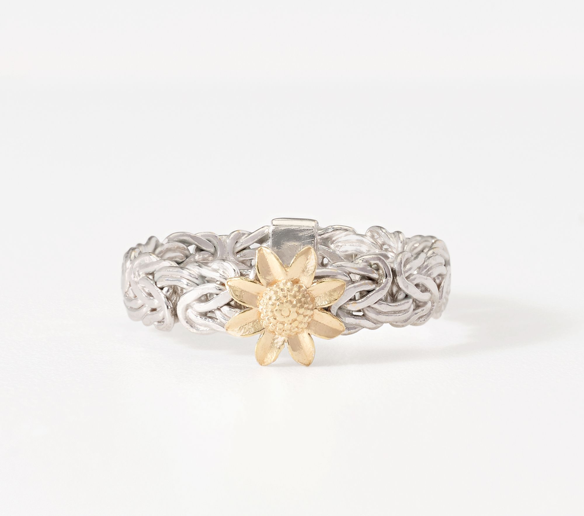 Silver Style Two-Tone Byzantine Band Motif Ring, Sterling