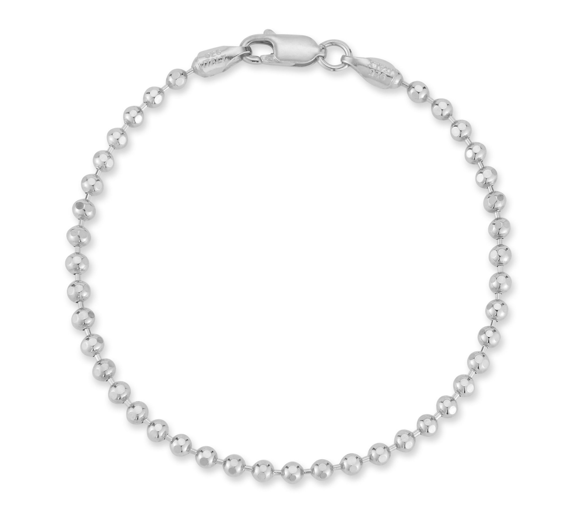 Italian Silver 10" Ball Chain Ankle Bracelet, Sterling