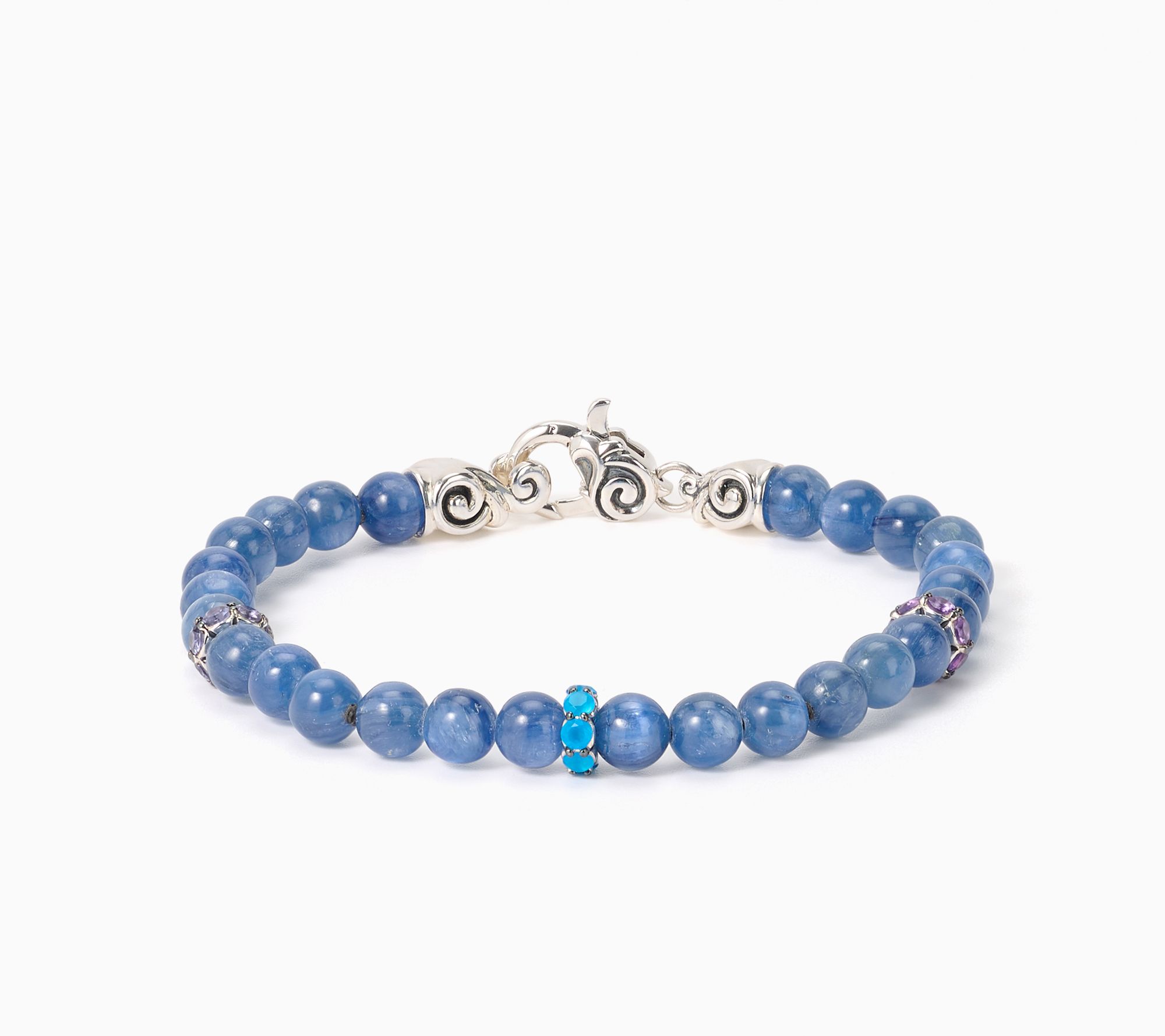 Third Person Sterling Silver Gemstone Bead & Station Bracelet